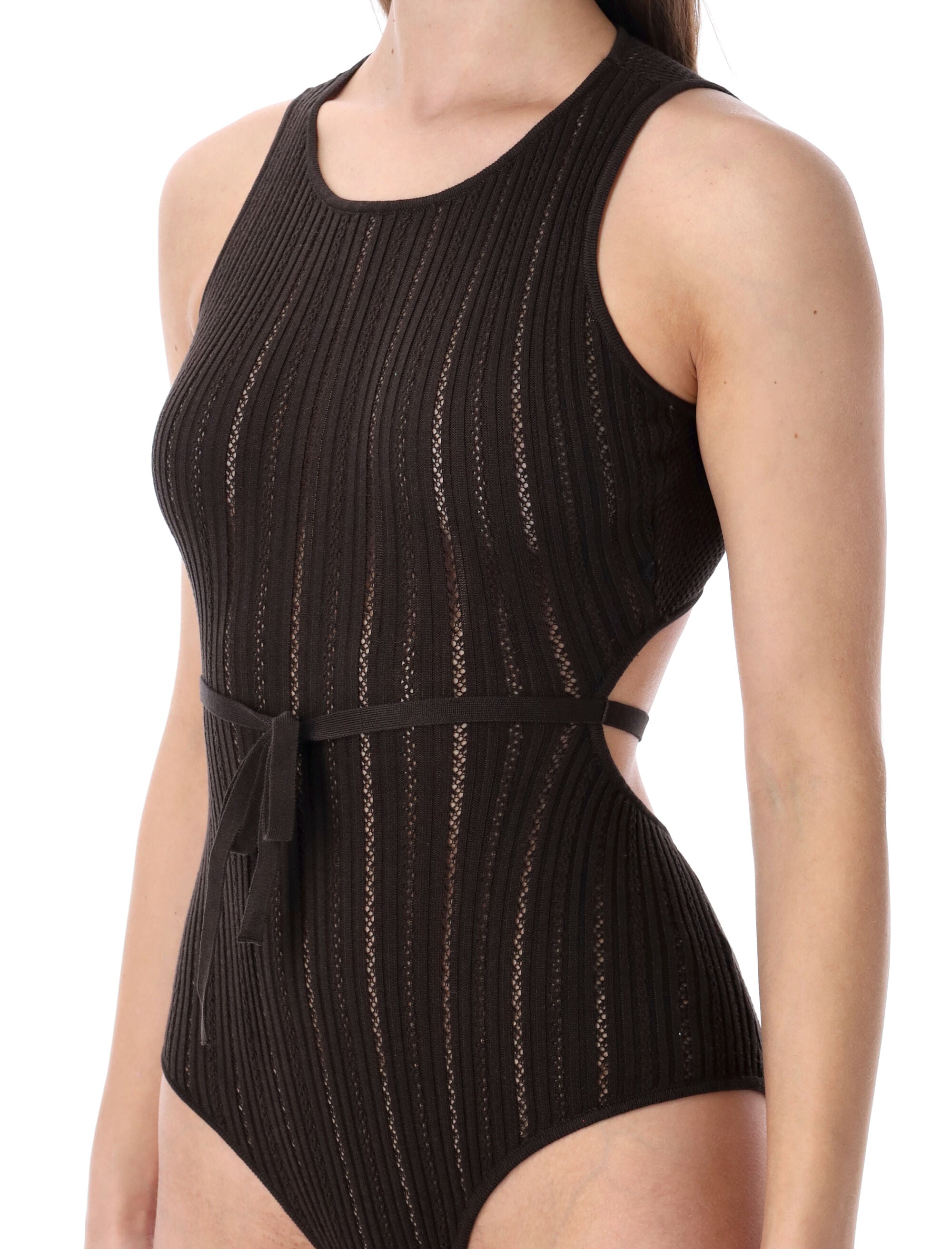 Sessùn Andrade cotton knit openwork bodysuit Espresso