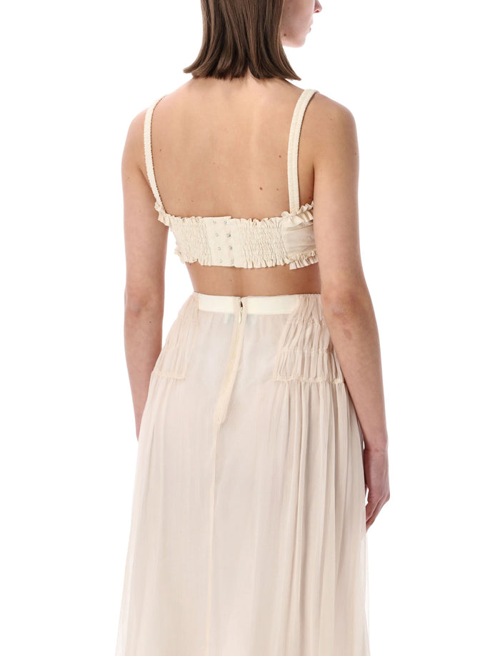 Dries Van Noten Ruffled Cotton Poplin Bra Top Ecru