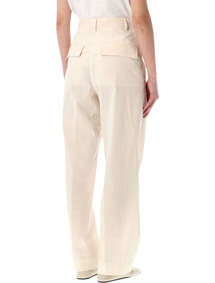 Dries Van Noten high-waist cotton trousers Ecru Pant