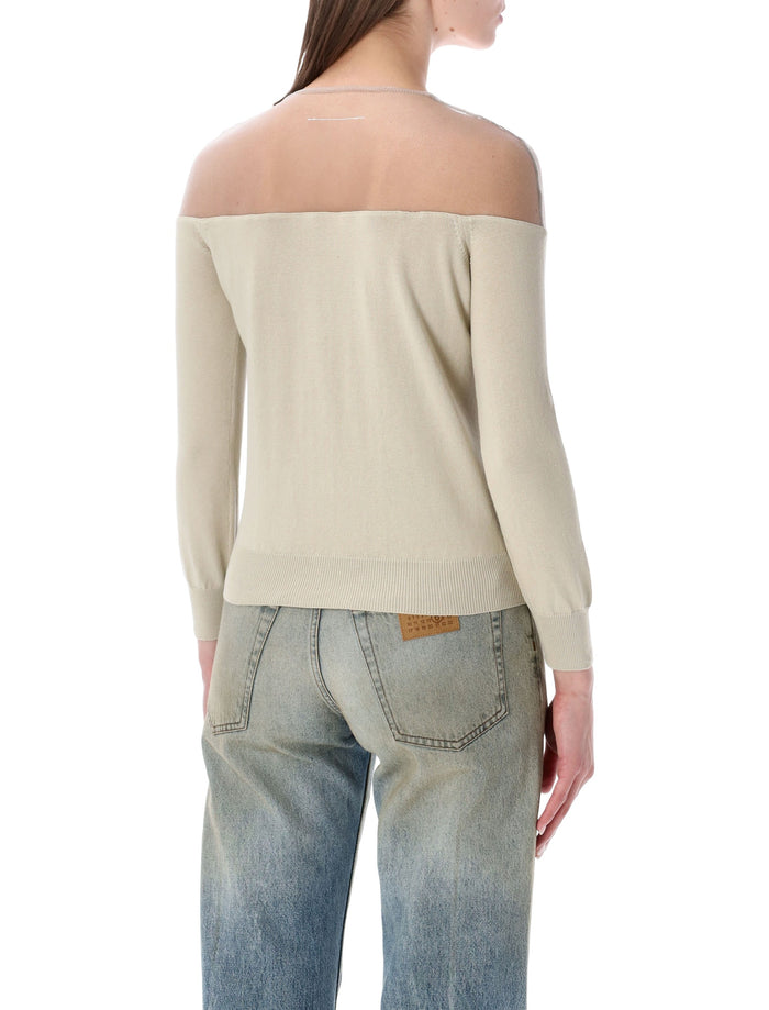 Mm6 Maison Margiela Knit Cardigan Beige Cotton Insert
