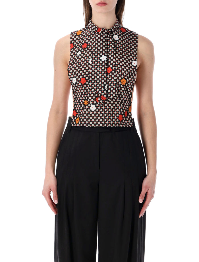 Mm6 Maison Margiela Sleeveless Flower Top Black Flowe Polyester