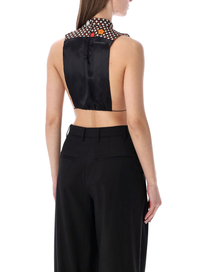 Mm6 Maison Margiela Sleeveless Flower Top Black Flowe Polyester