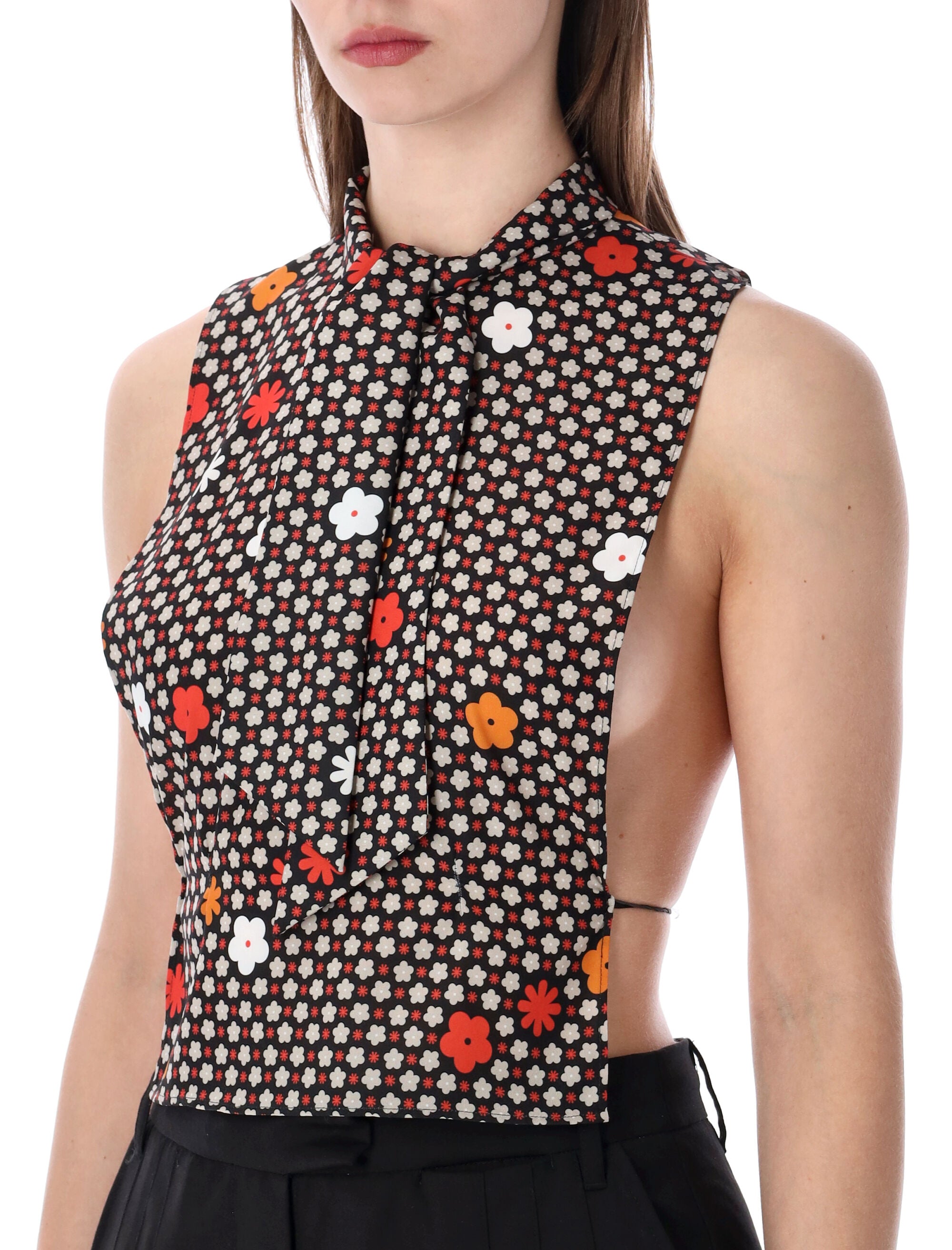MM6 Maison Margiela sleeveless flower top Black Flowe Polyester