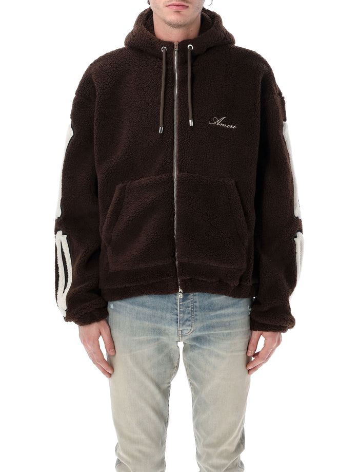 Amiri Bones Fleece zip hoodie Dark Brown Acrylic Jacket
