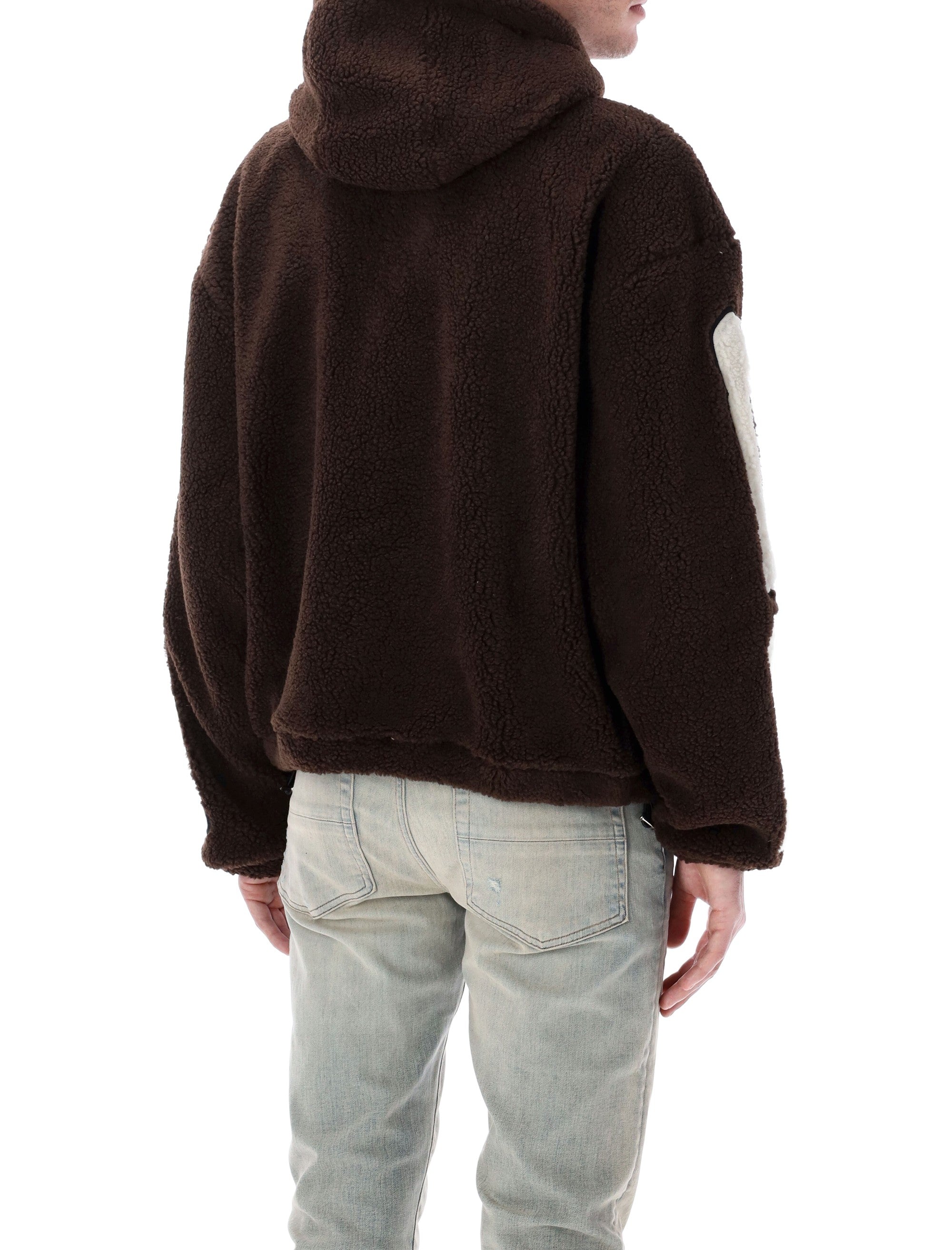 Amiri Bones Fleece zip hoodie Dark Brown Acrylic Jacket