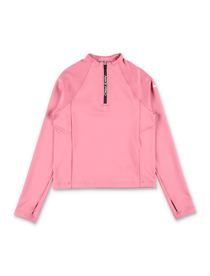 Nike Pro Girls Dri-Fit Half-Zip Top Peony Polyester