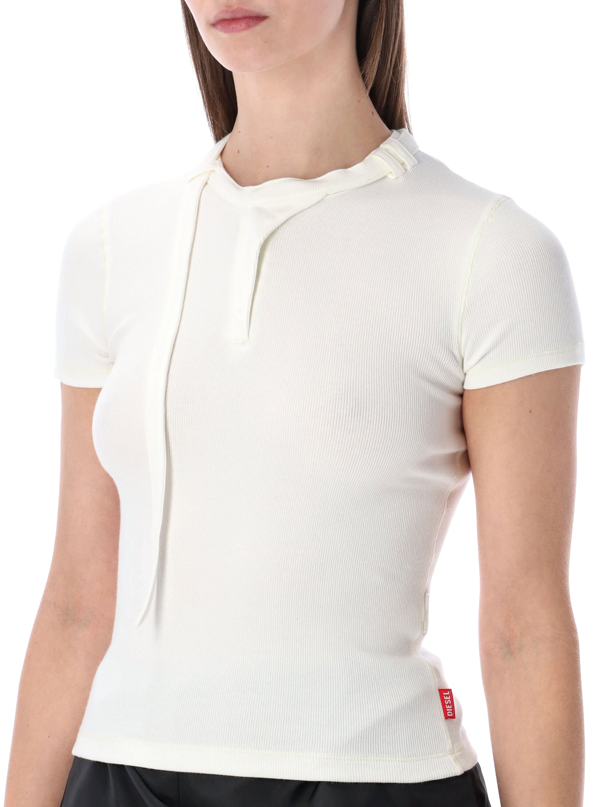 Diesel T-Iaras short-sleeve ribbed cotton top White Tshirt