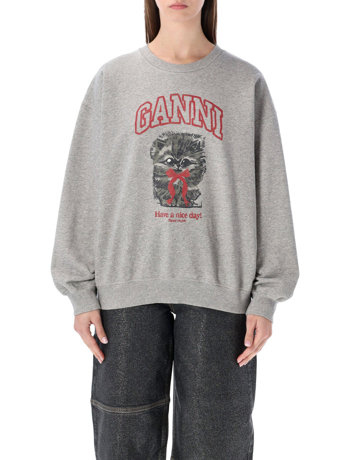 Ganni grey Kitty graphic sweatshirt Paloma Cotton