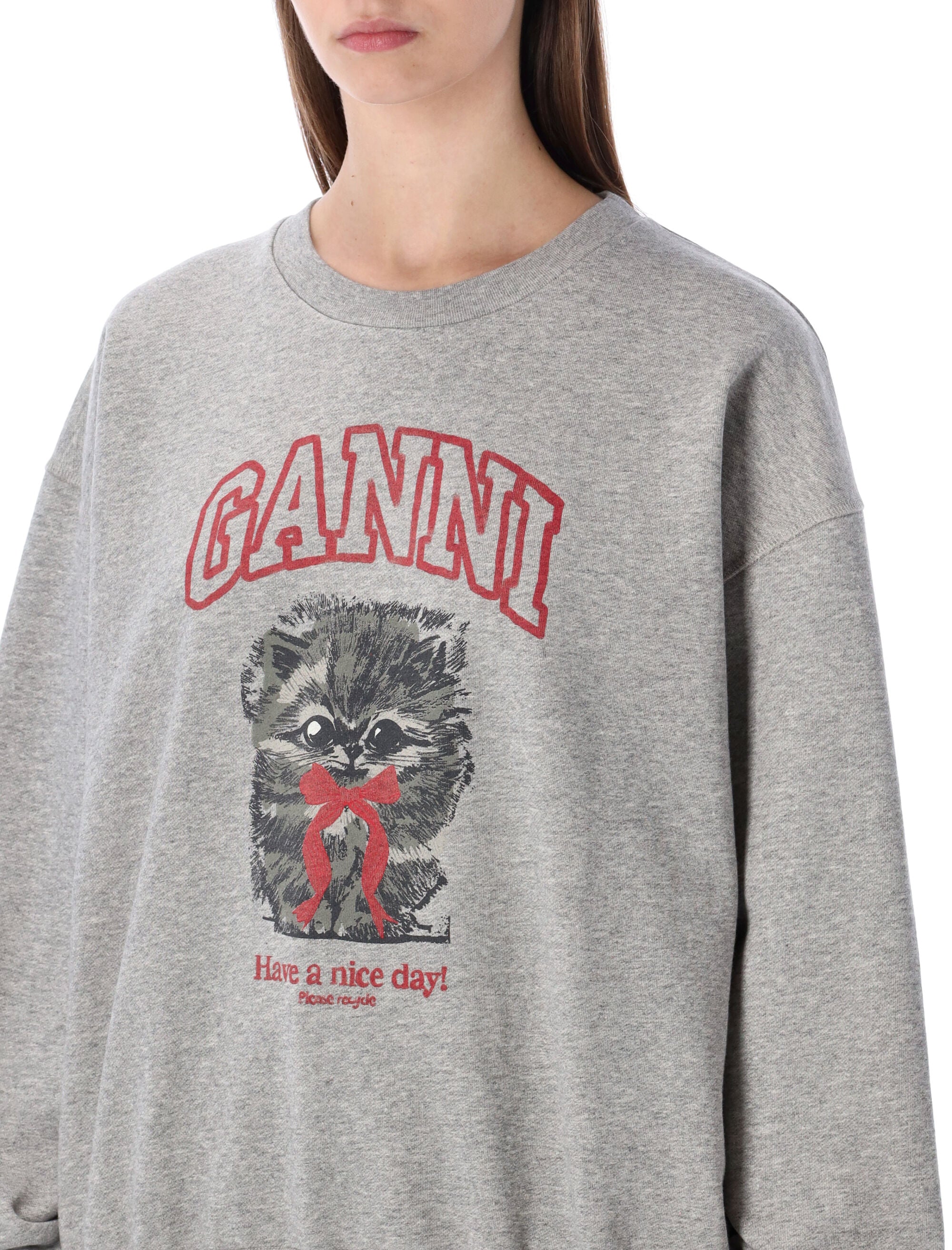 Ganni grey Kitty graphic sweatshirt Paloma Cotton