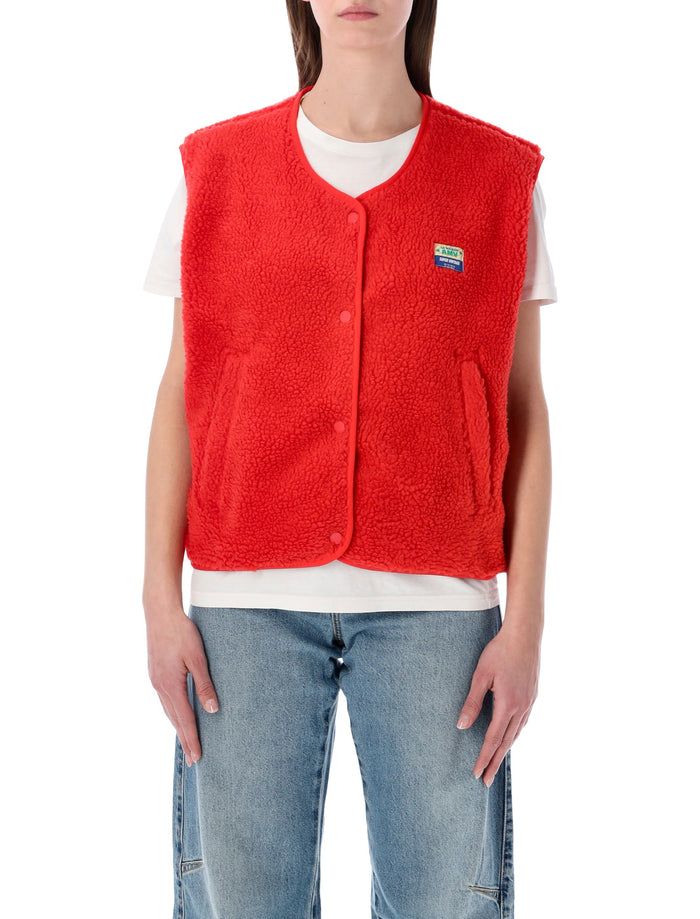 American Vintage Hoktown Fleece Vest Red Polyester Fleeces