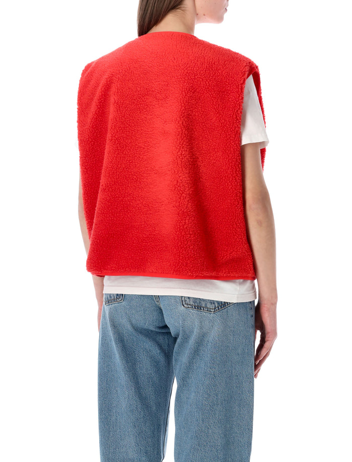 American Vintage Hoktown Fleece Vest Red Polyester Fleeces