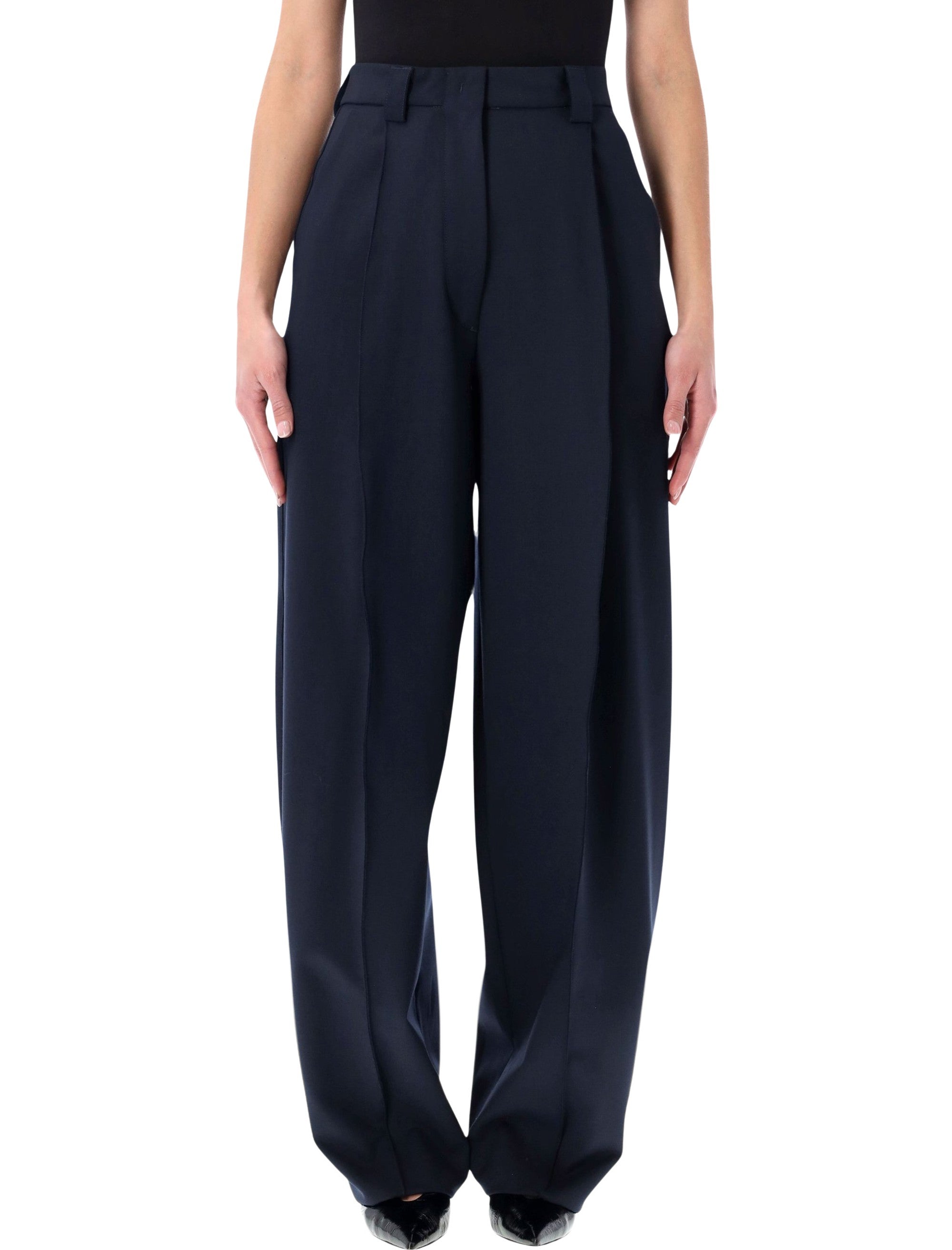 The Latest Cara wool tapered trousers Night Blue Polyester Pant