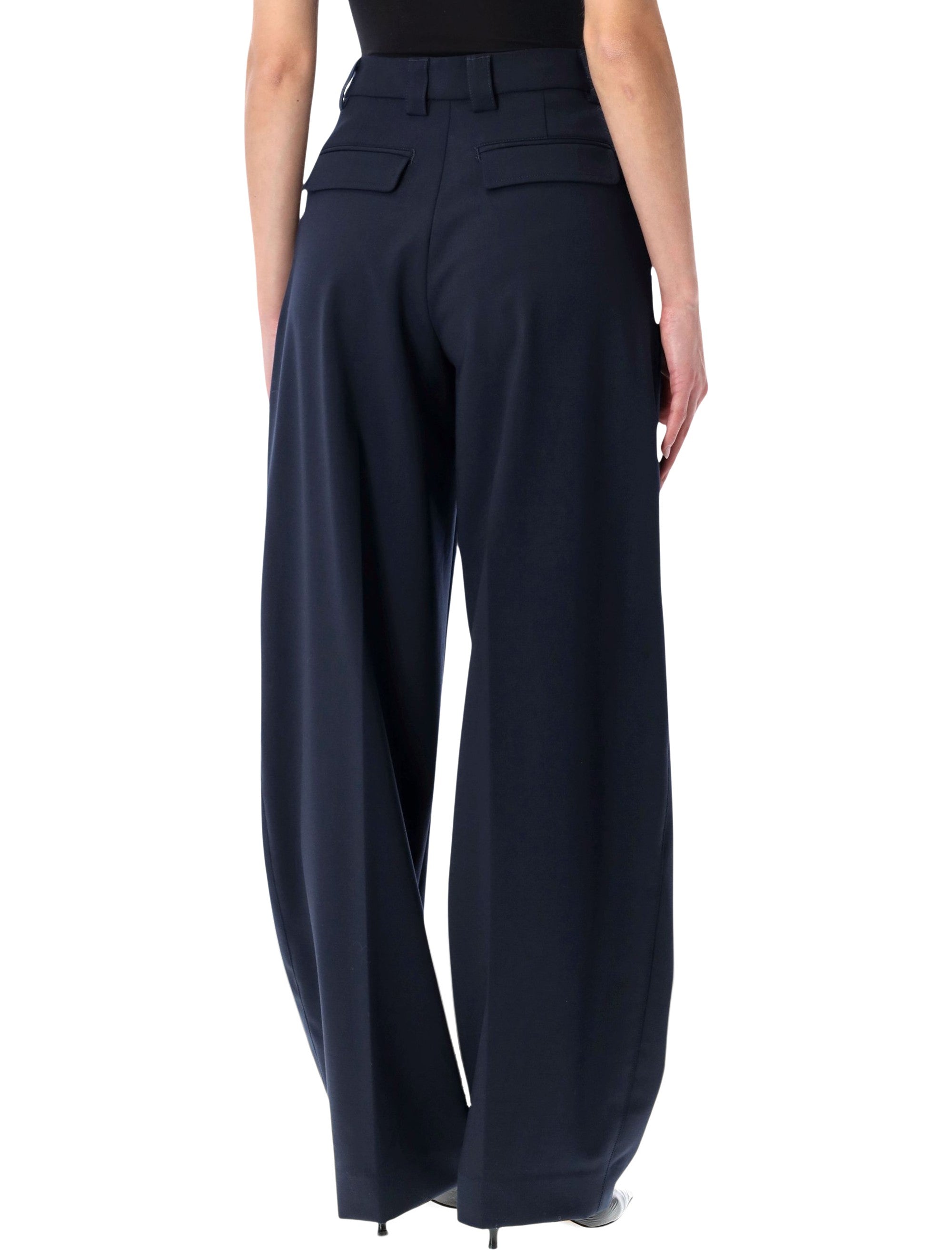 The Latest Cara wool tapered trousers Night Blue Polyester Pant