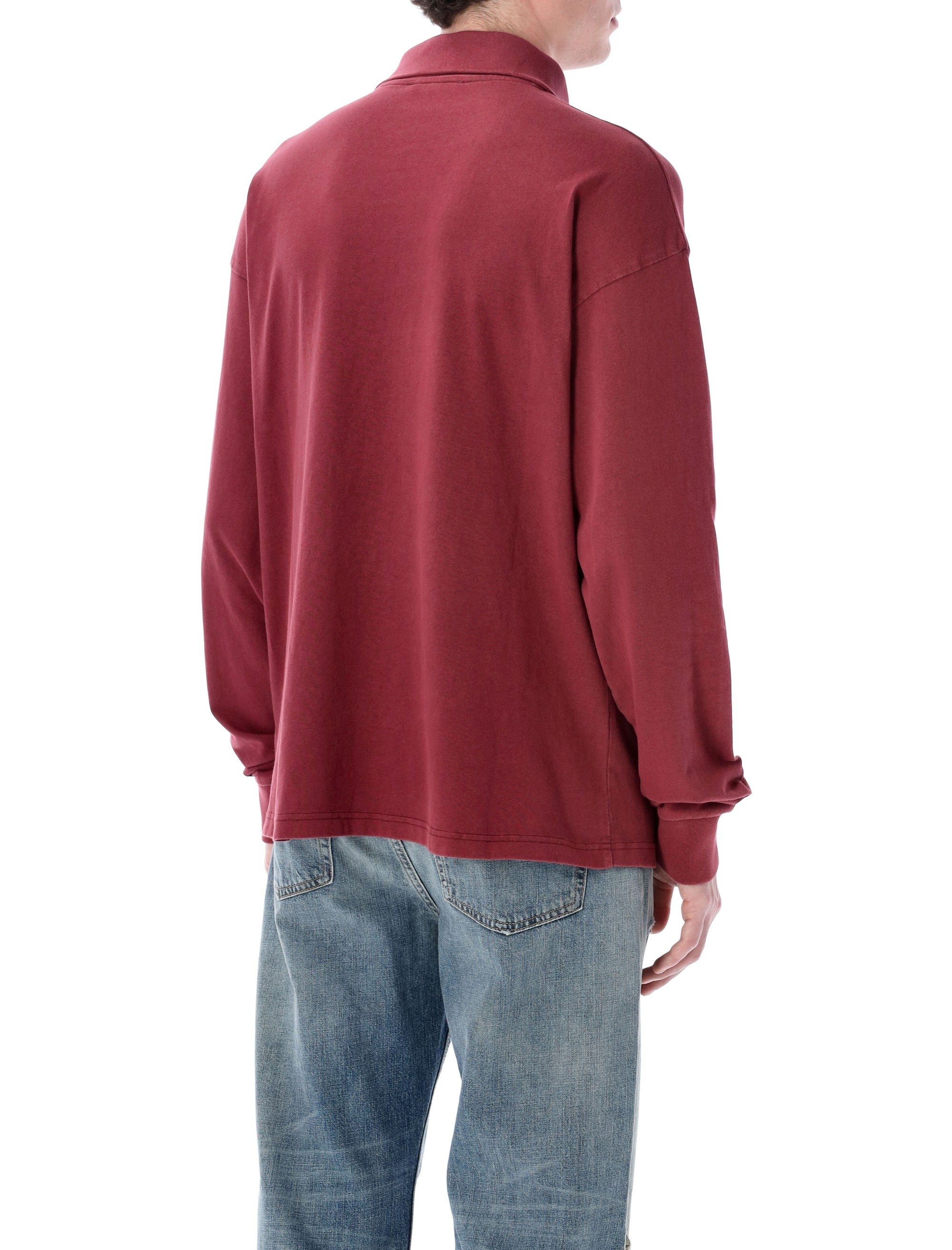 Acne Studios Zip-Up Logo Sweatshirt Maroon Red Organic Cotton