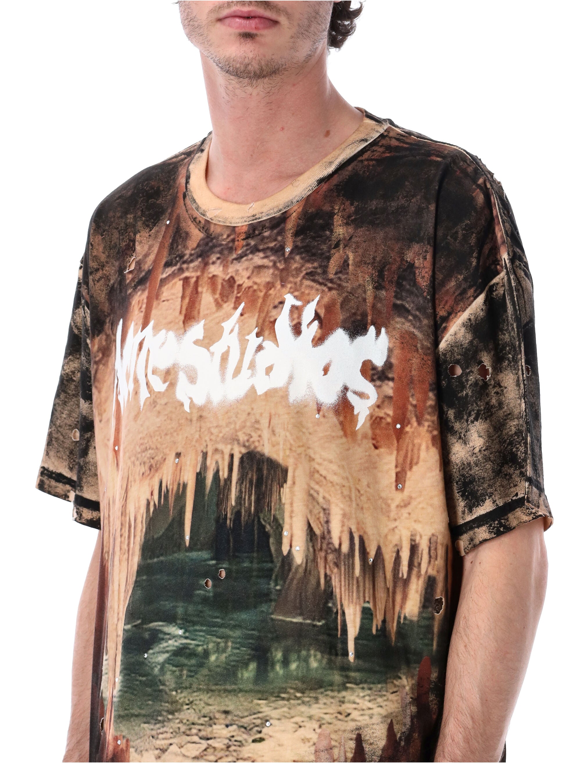 Acne Studios Eresa Cave Organic Cotton T-Shirt Black Rust Brown