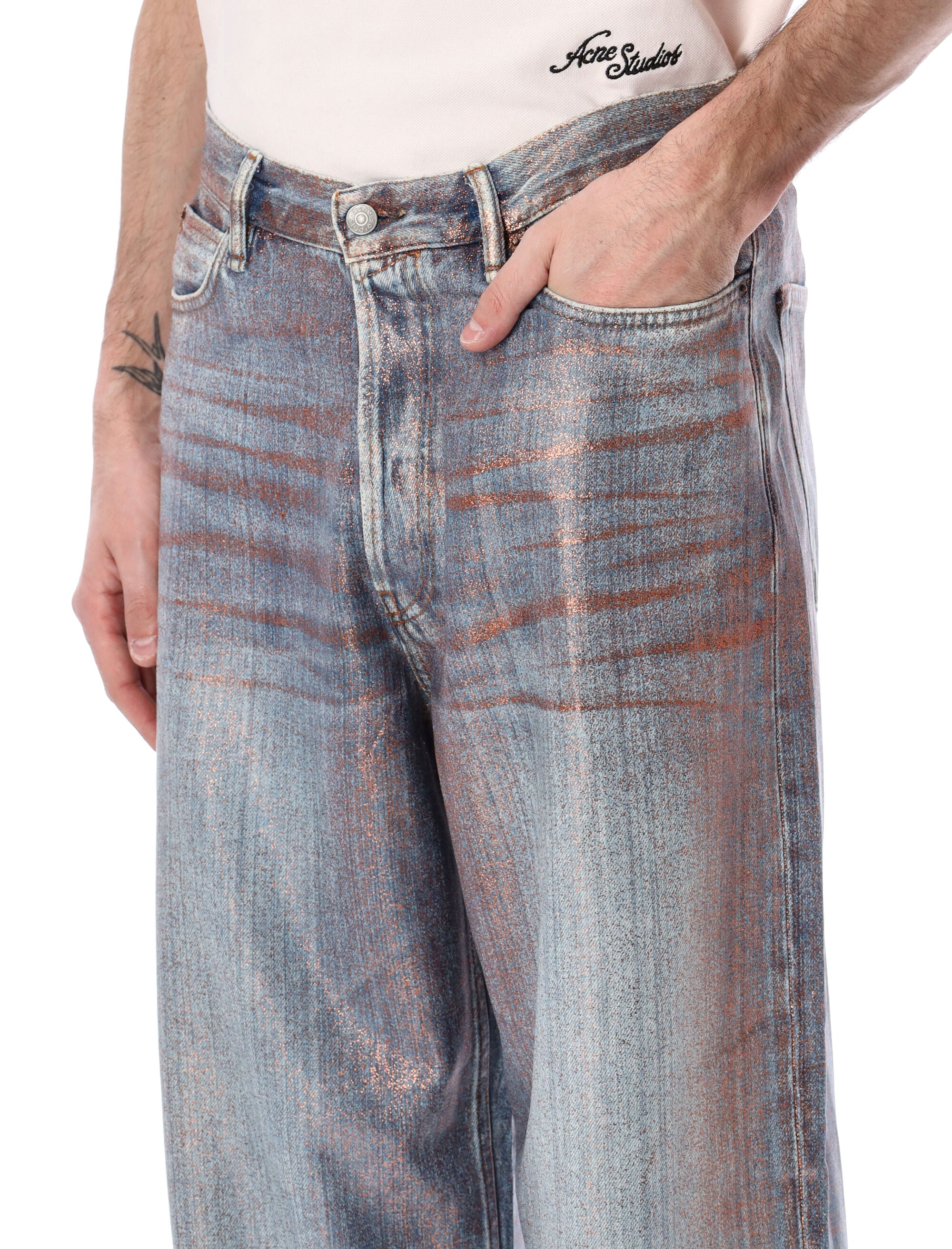 Acne Studios Loose Glitter 1981 Jeans Rose Copper Viscose