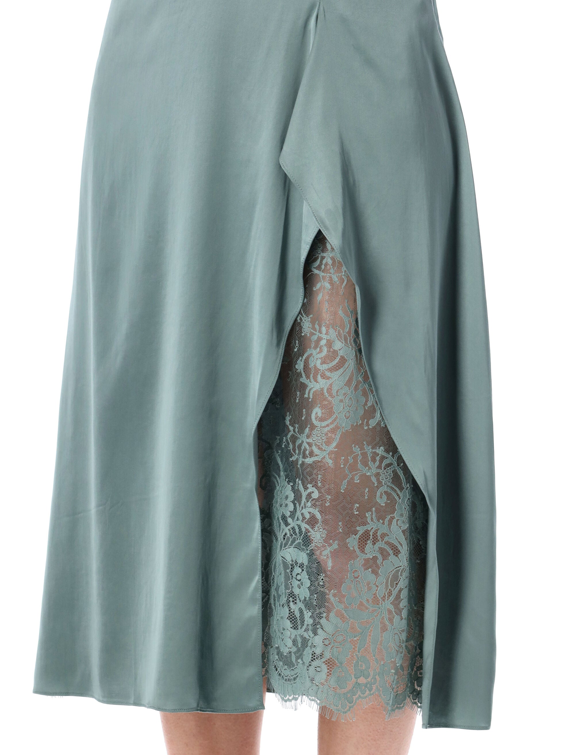 Acne Studios satin slip dress Sage Green Viscose