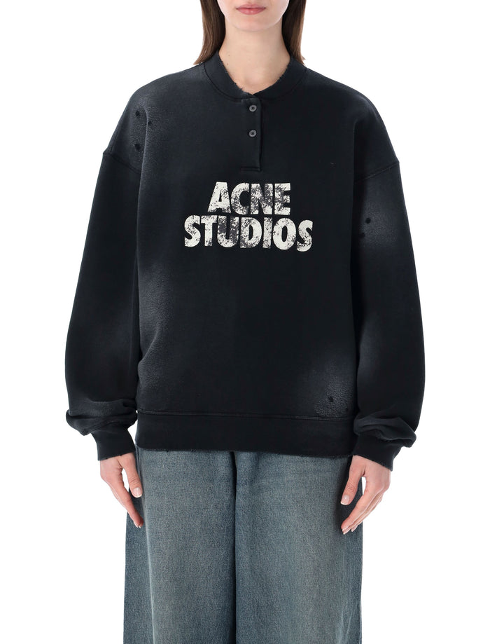 Acne Studios Logo Fleece Sweatshirt Black Organic Cotton