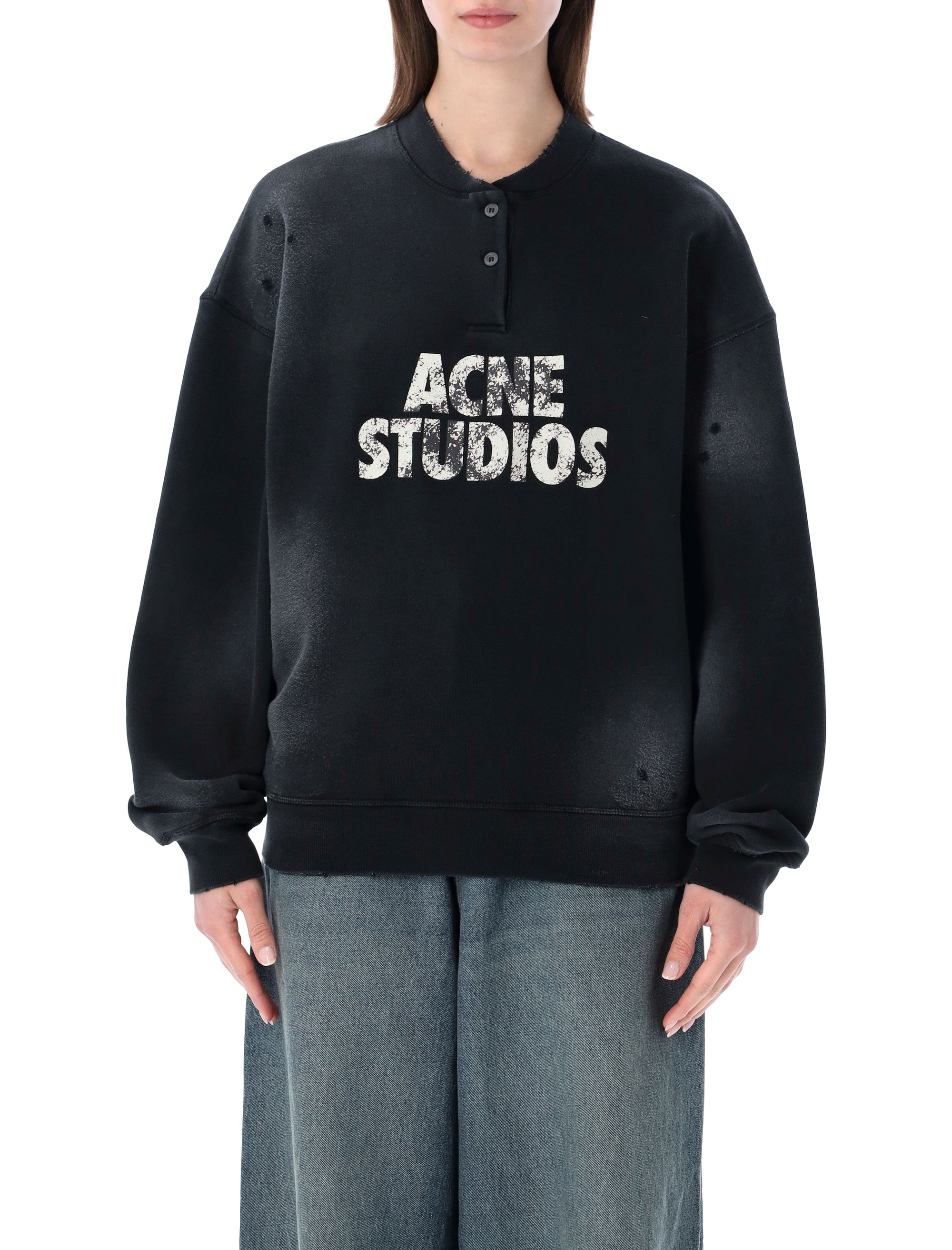 Acne Studios Logo Fleece Sweatshirt Black Organic Cotton