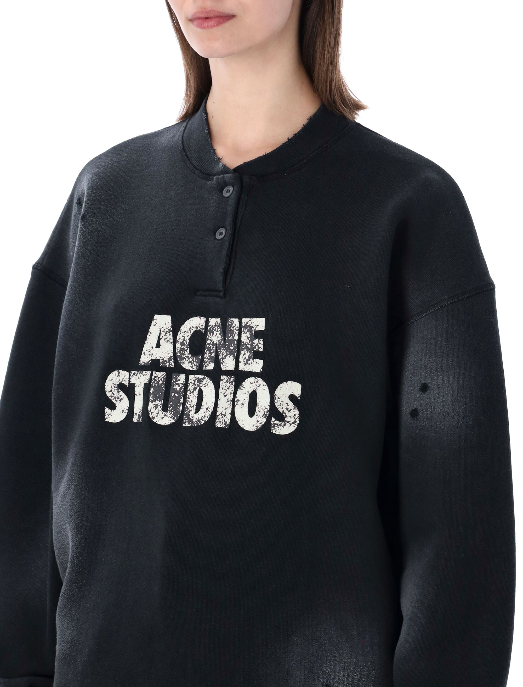 Acne Studios Logo Fleece Sweatshirt Black Organic Cotton