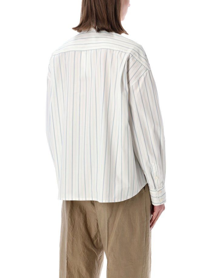 Soeur Idesia Striped Poplin Shirt Ecru Blue Cotton