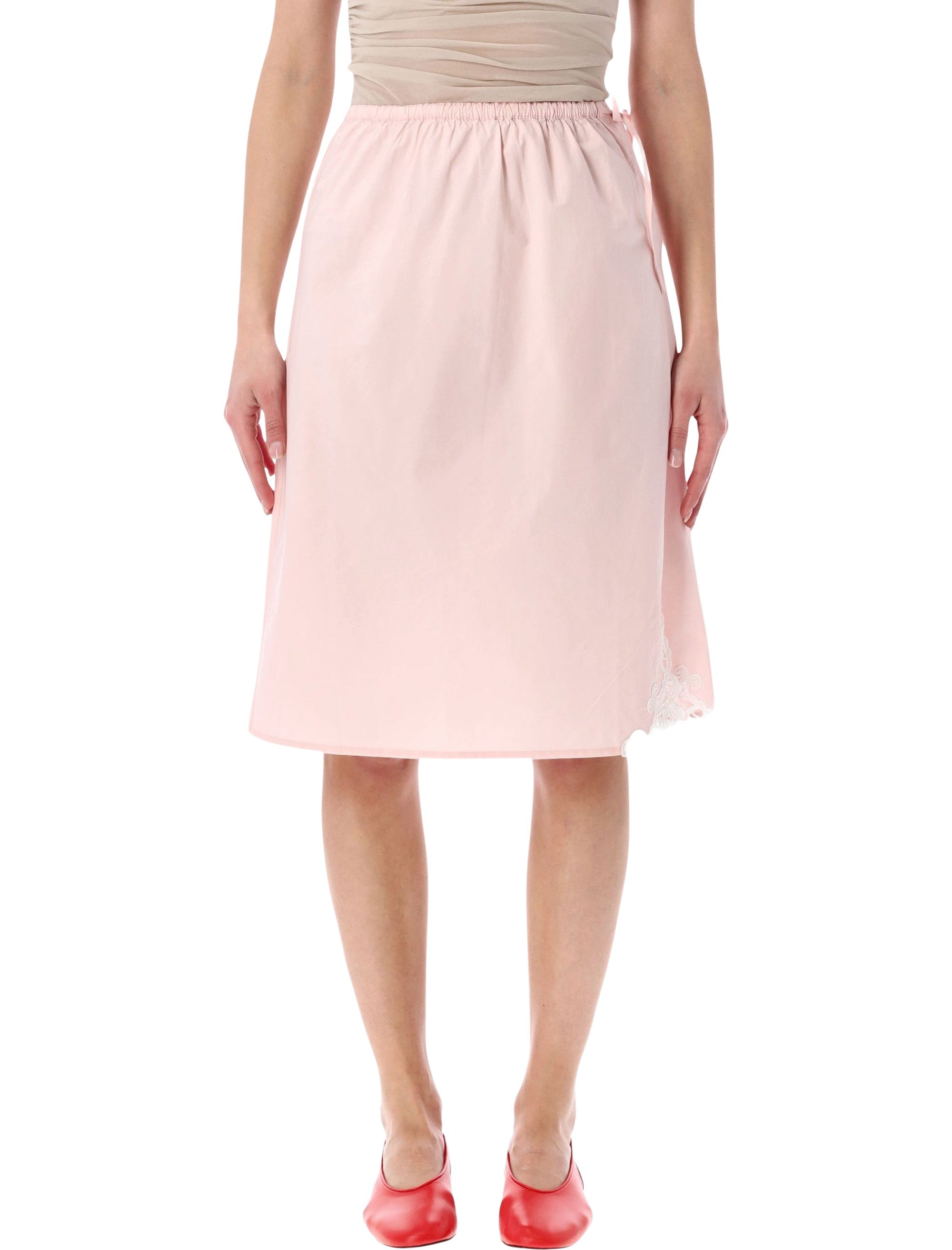 Soeur Houna midi skirt with lace detail Rose Pale Cotton