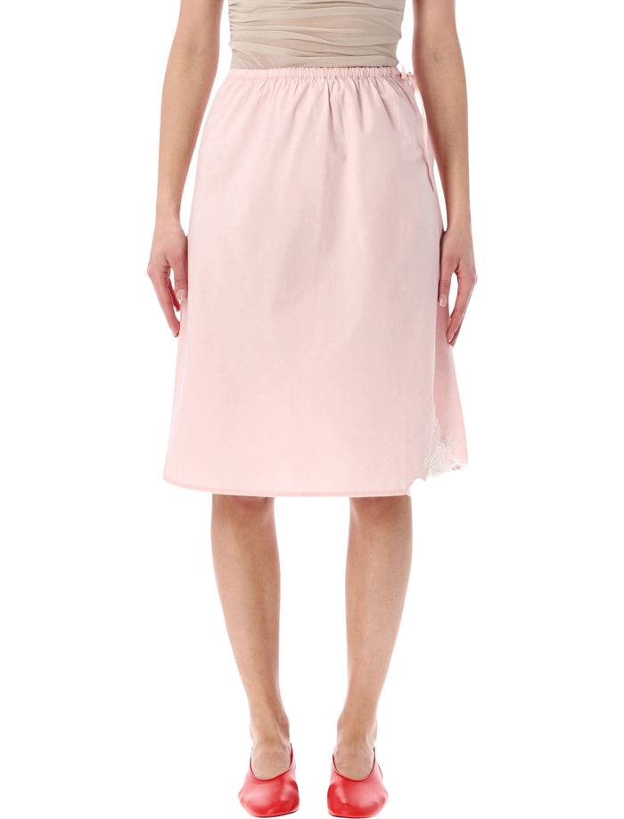 Soeur Houna midi skirt with lace detail Rose Pale Cotton