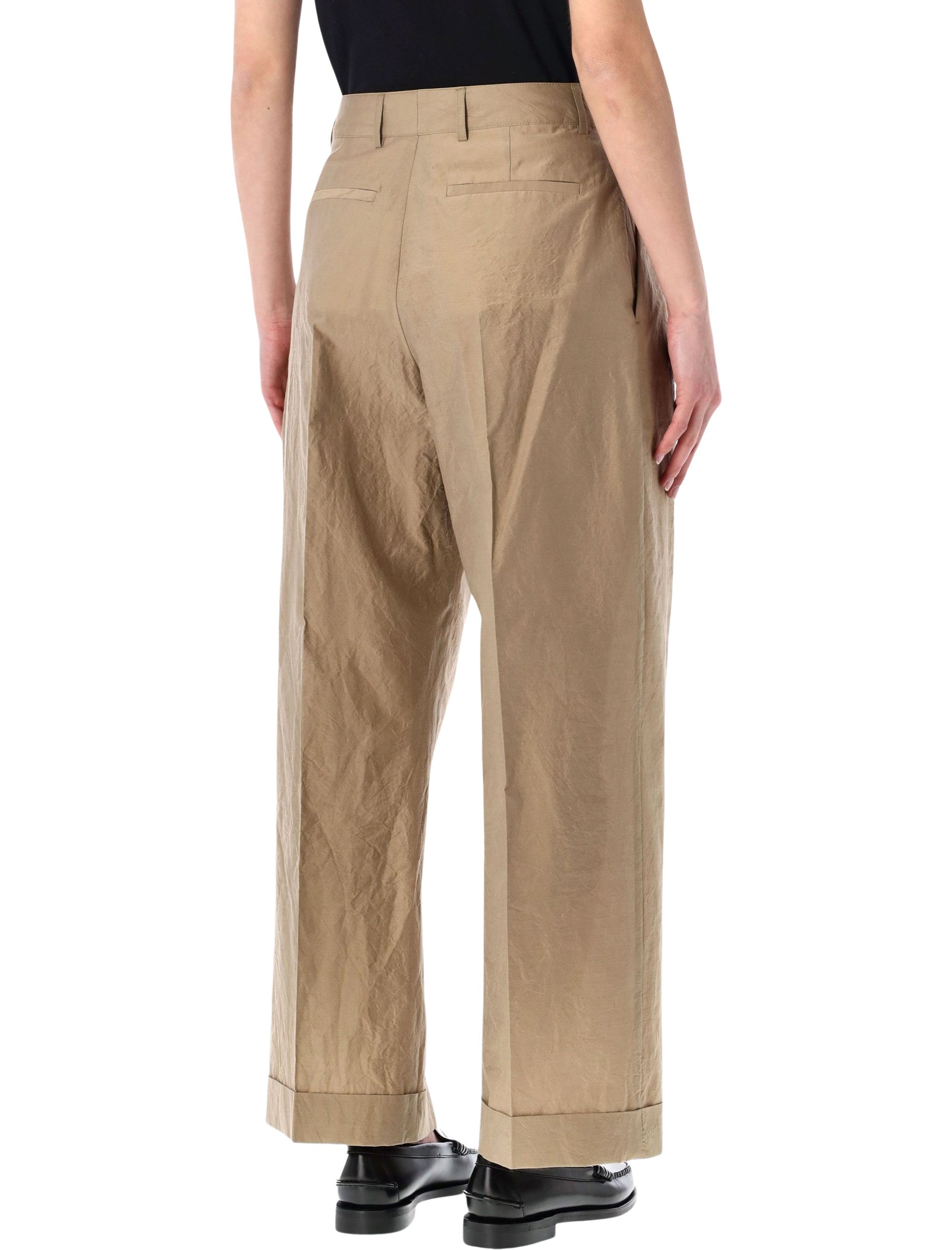 Soeur Watson Pleated Cotton Poplin Pants Sable Organic