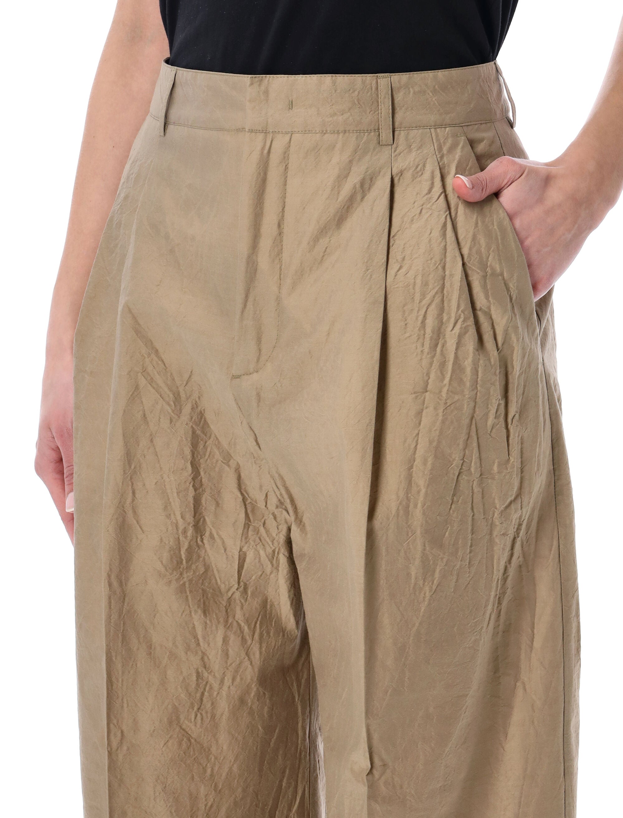 Soeur Watson Pleated Cotton Poplin Pants Sable Organic