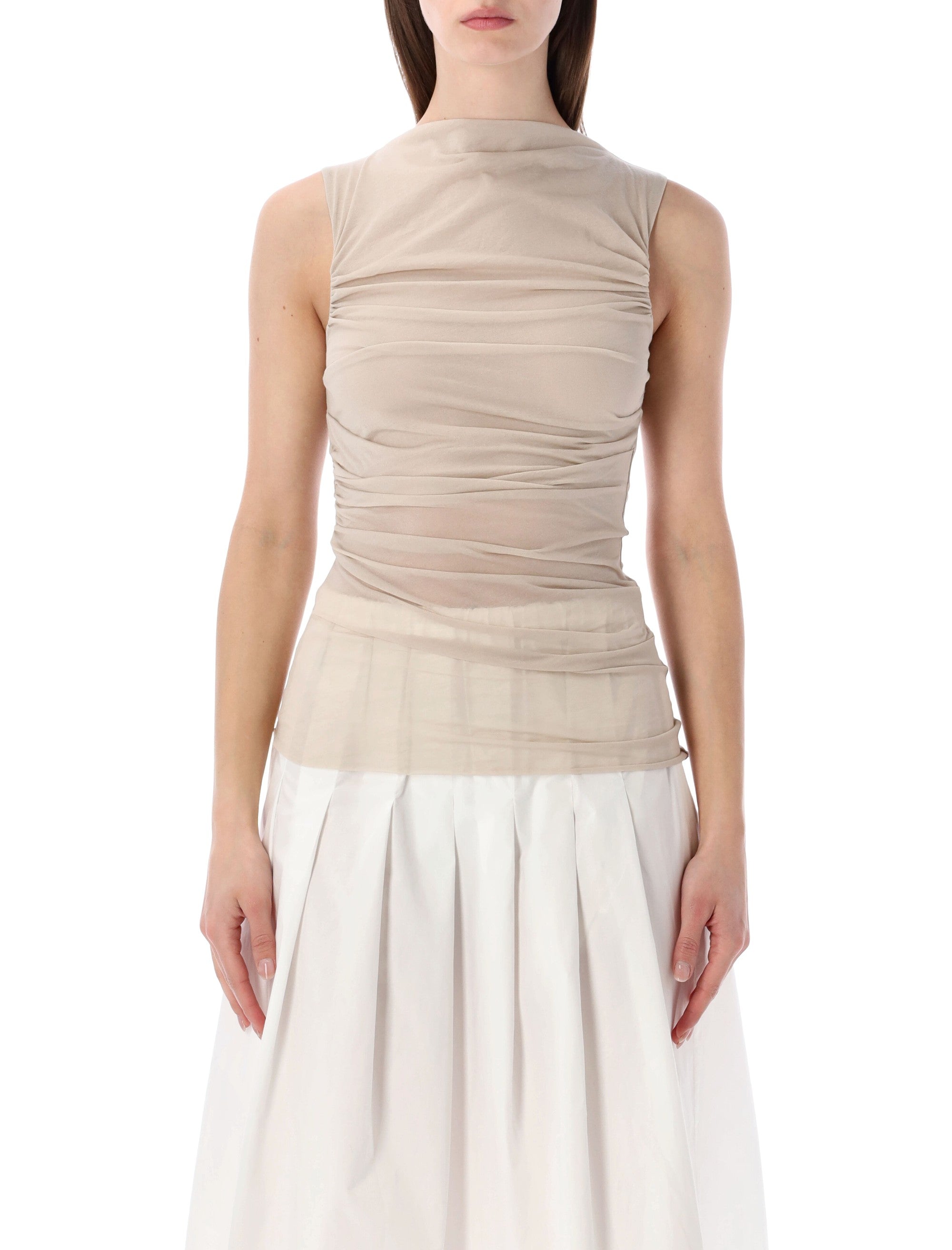 Soeur Irina draped sleeveless top Mastic Cotton
