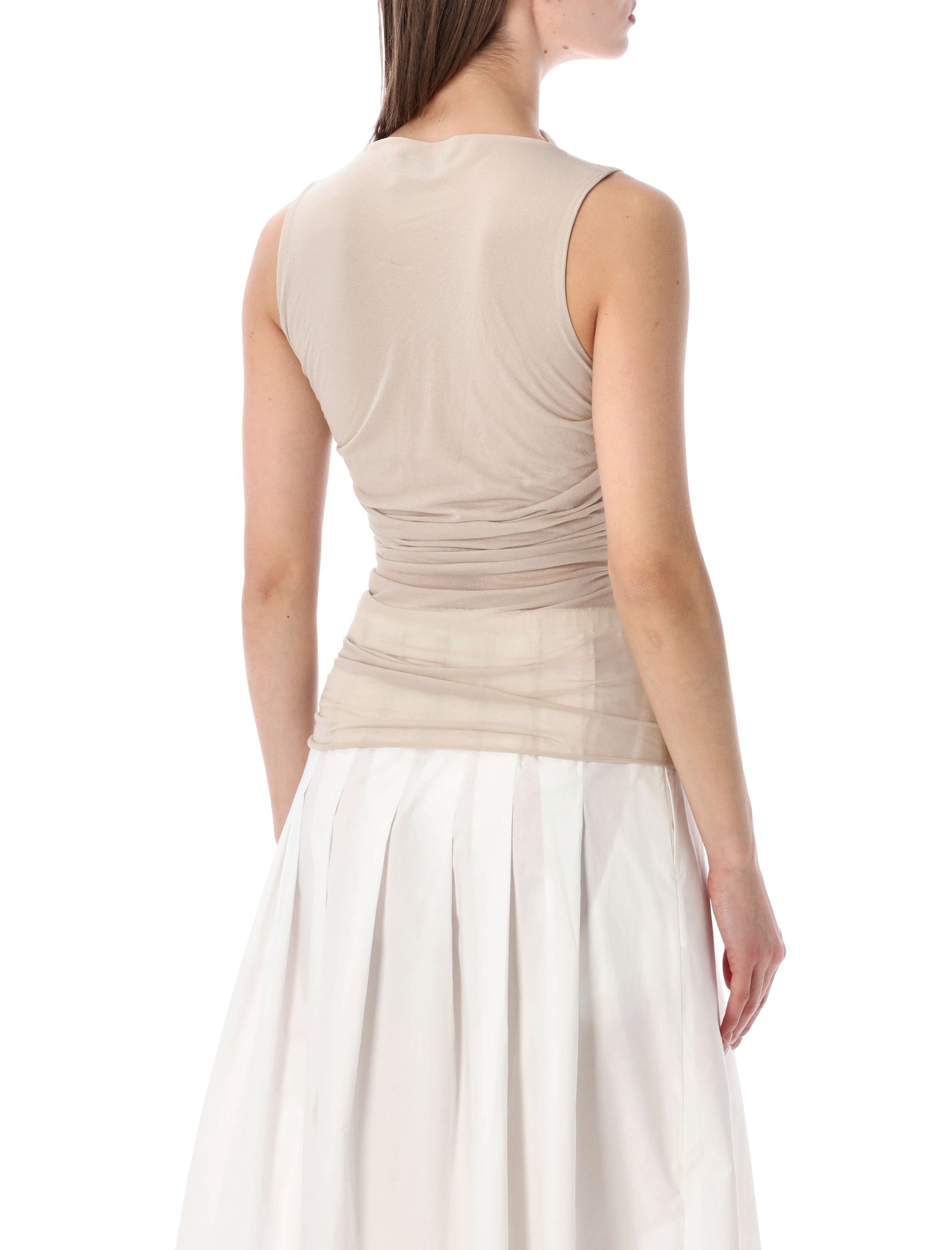 Soeur Irina draped sleeveless top Mastic Cotton