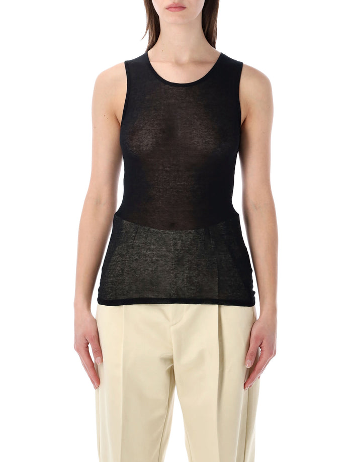 Soeur Isis sleeveless sheer cotton top Noir Organic