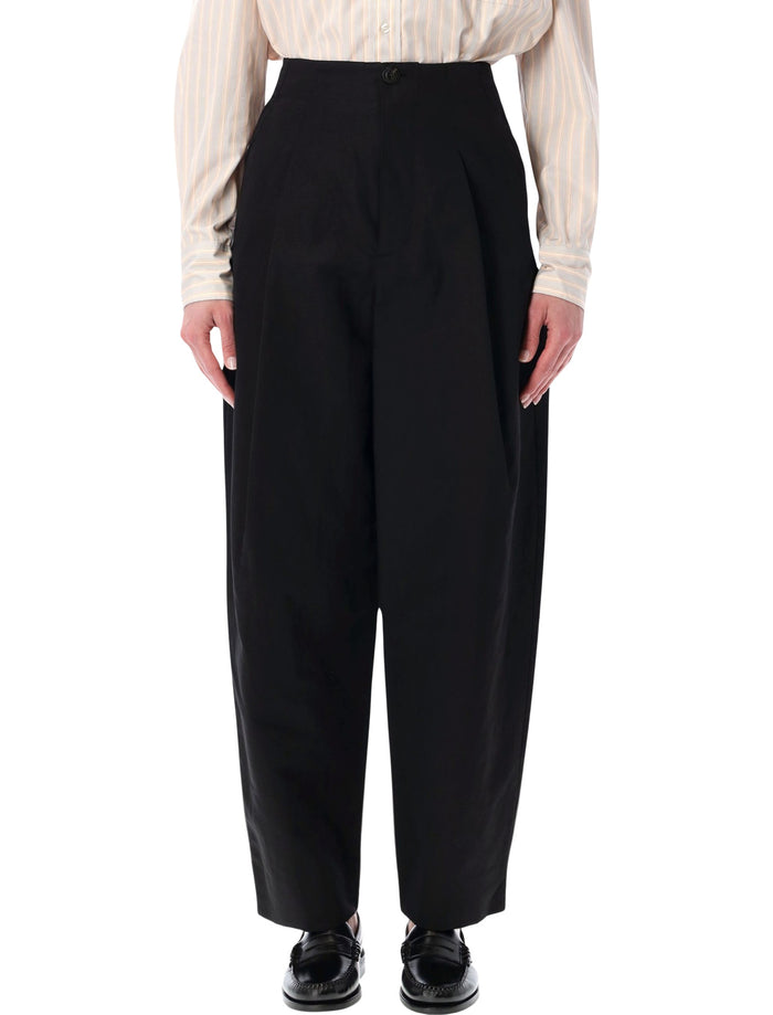 Soeur Daley round black cotton-linen pants Organic Cotton