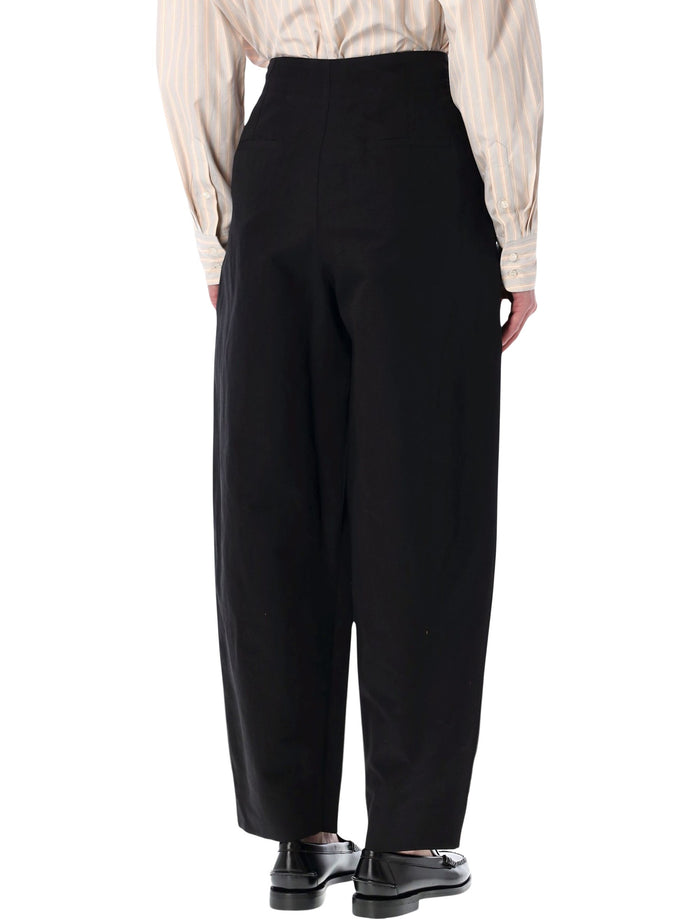 Soeur Daley round black cotton-linen pants Organic Cotton
