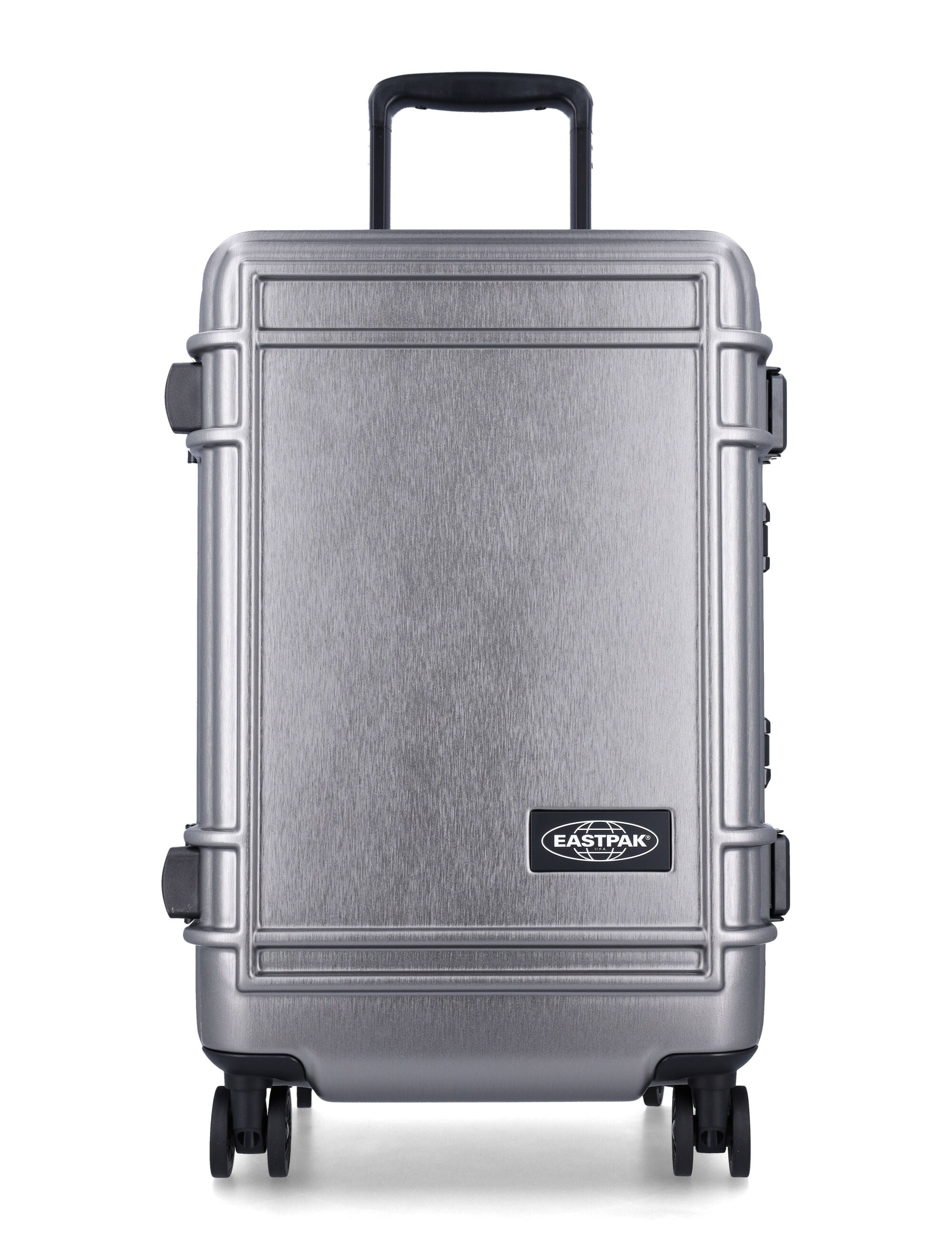 Eastpak Black Resistr Case S Hardshell Cabin Trolley Brushed Metal Polycarbonate Luggage