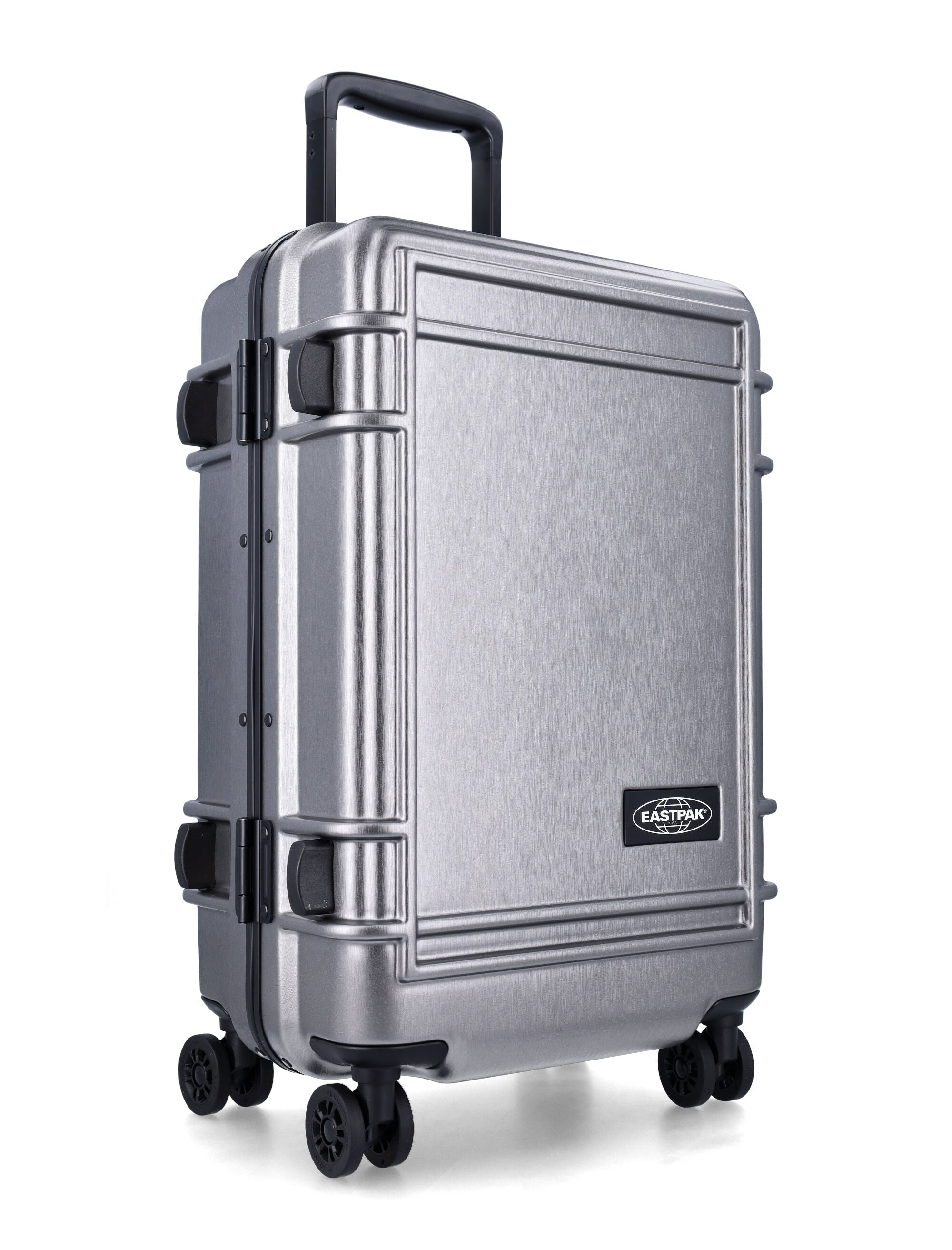 Eastpak Black Resistr Case S Hardshell Cabin Trolley Brushed Metal Polycarbonate Luggage
