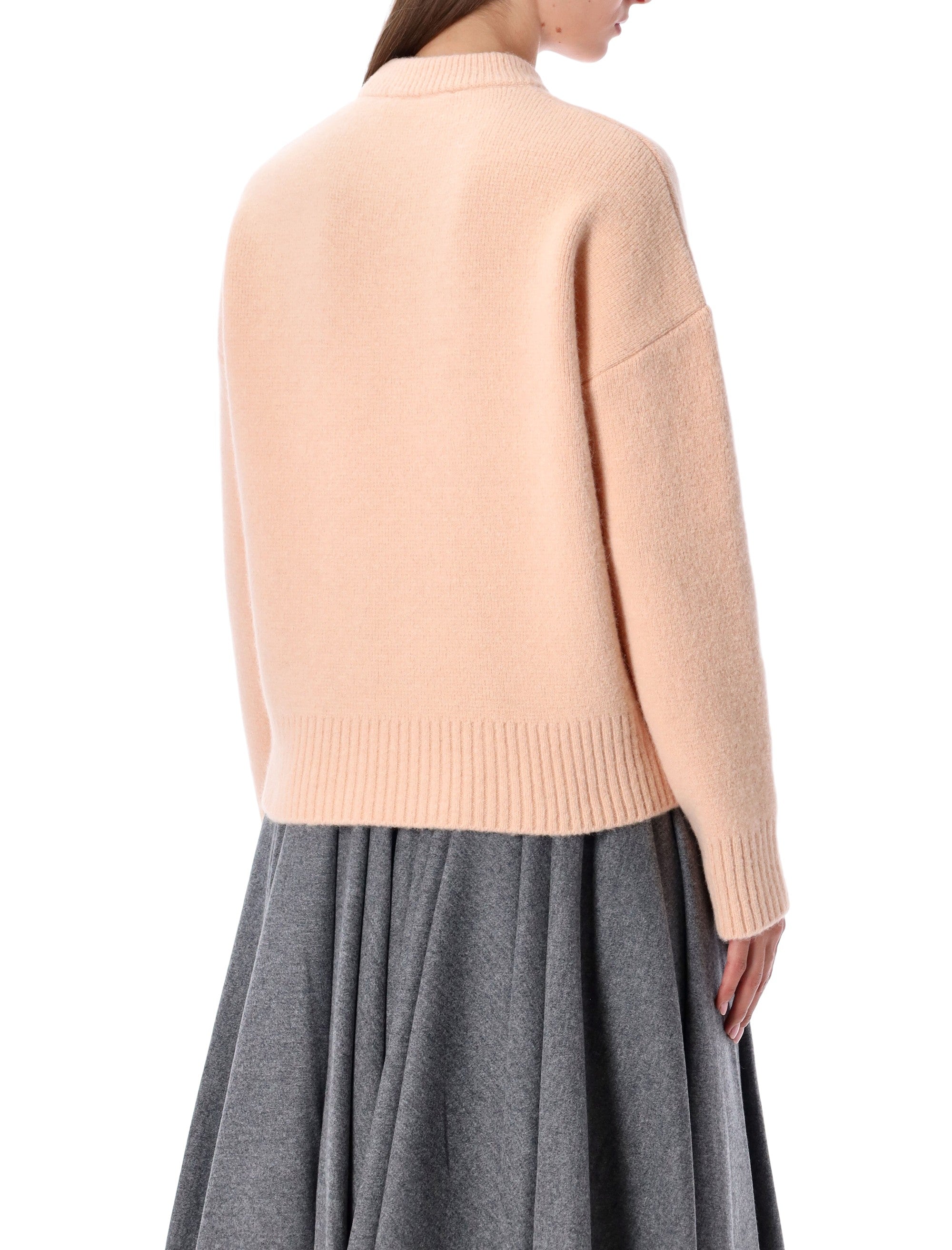 Ami Paris Alpaca De Coeur Crewneck Sweater Poudre/ecru