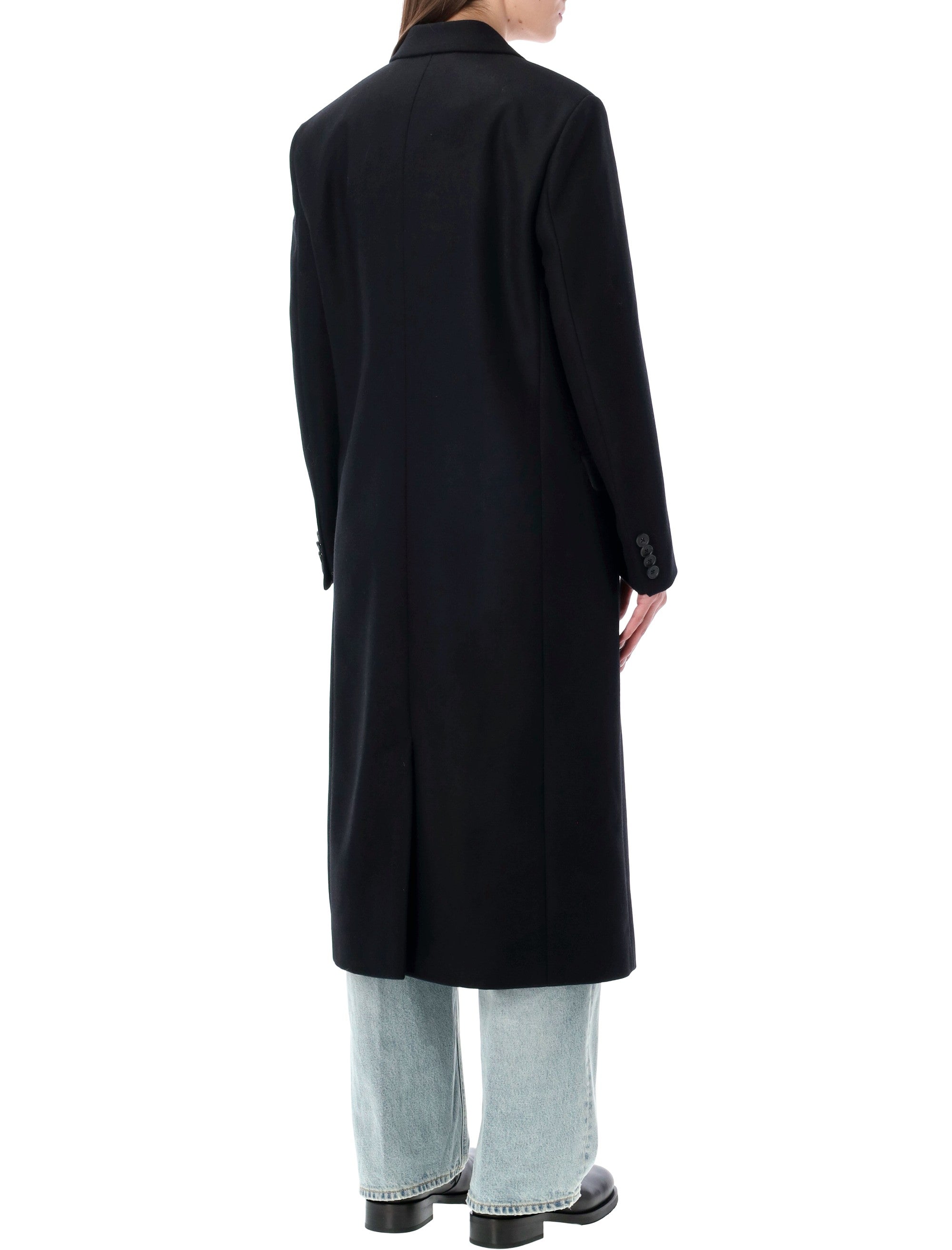 Sporty & Rich Black Long Wool Overcoat Coat