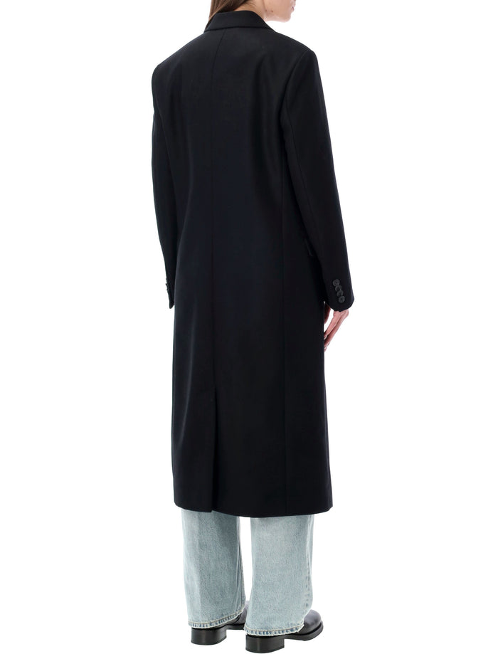 Sporty & Rich Black Long Wool Overcoat Coat