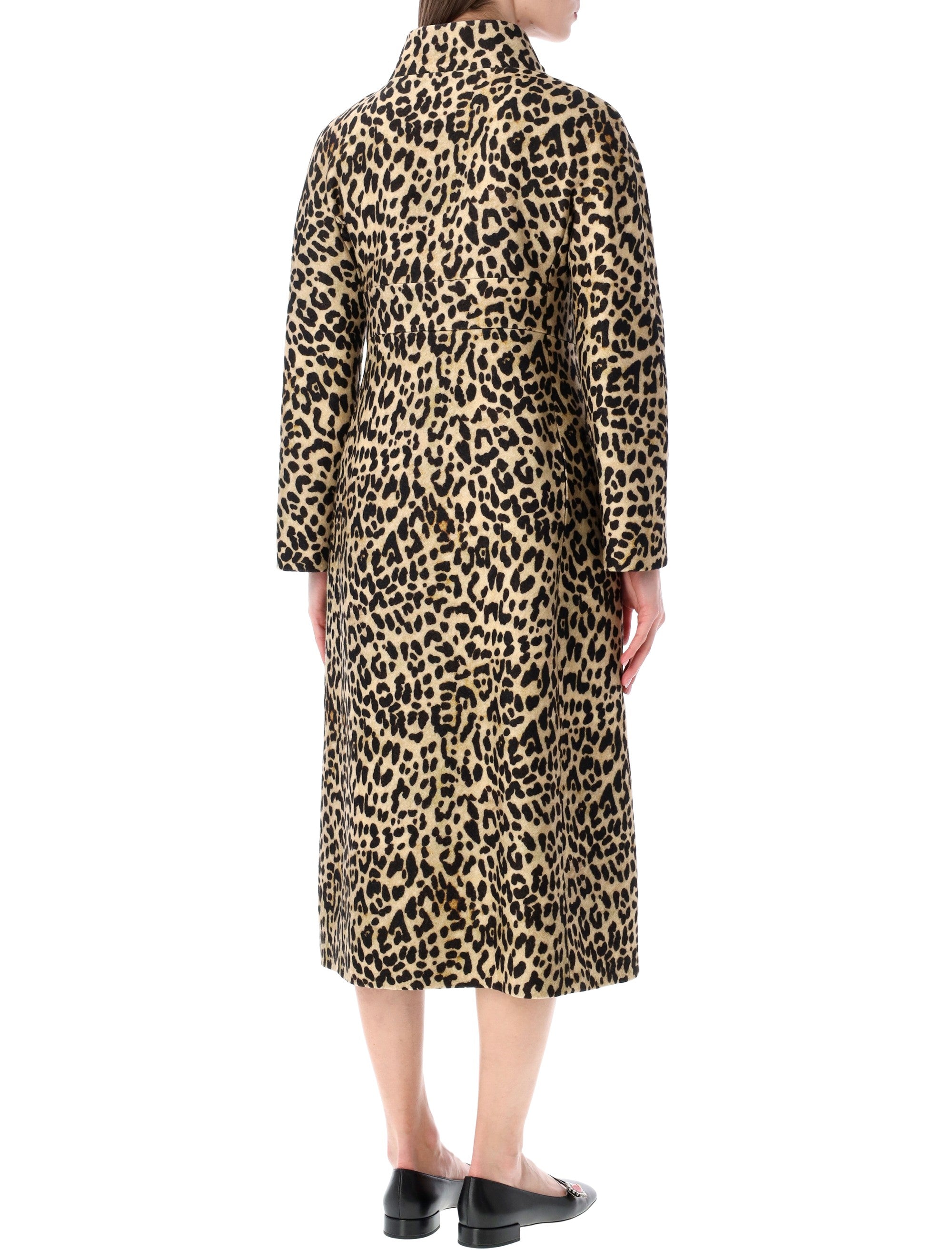 Valentino Garavani Animalier Print Cloth Coat Wool Lining