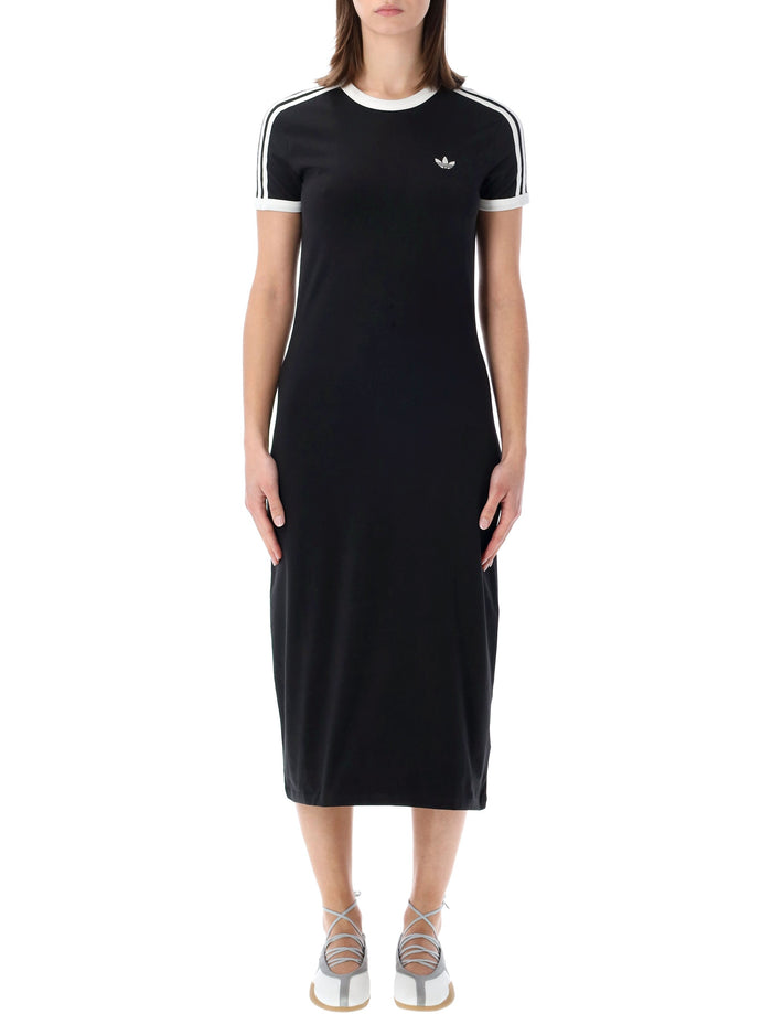 Adidas Originals slim 3-Stripes midi dress Black Cotton