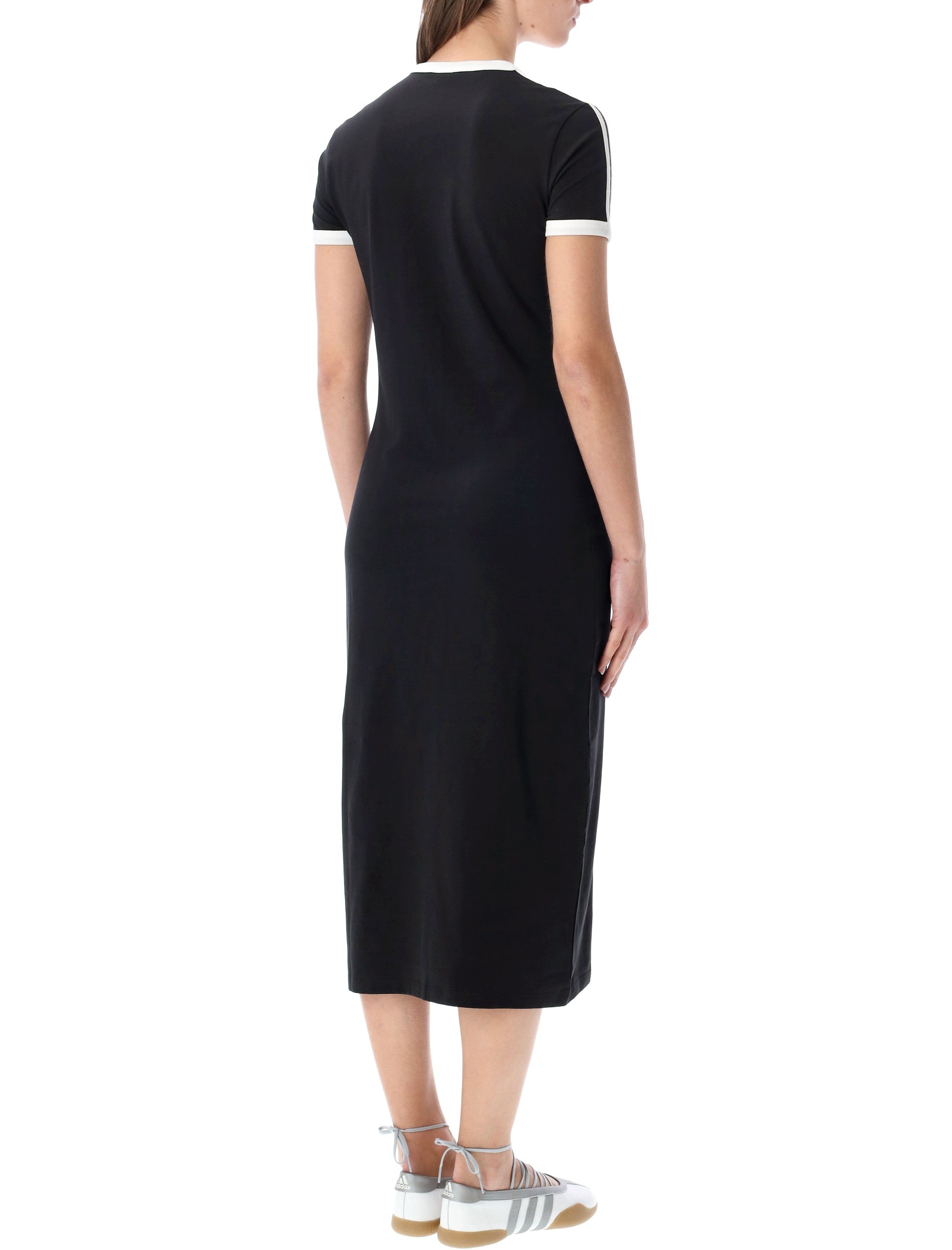 Adidas Originals slim 3-Stripes midi dress Black Cotton