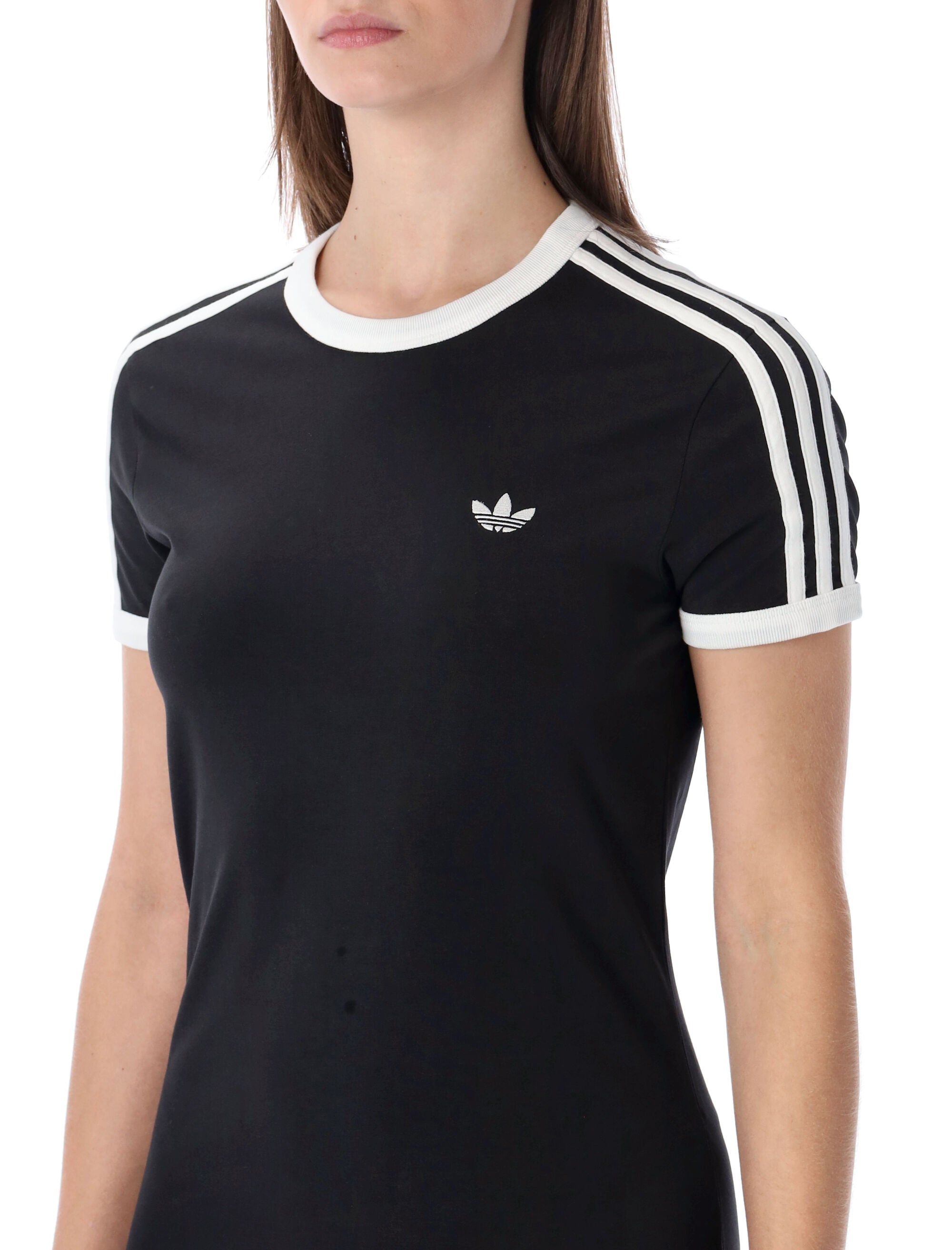 Adidas Originals slim 3-Stripes midi dress Black Cotton