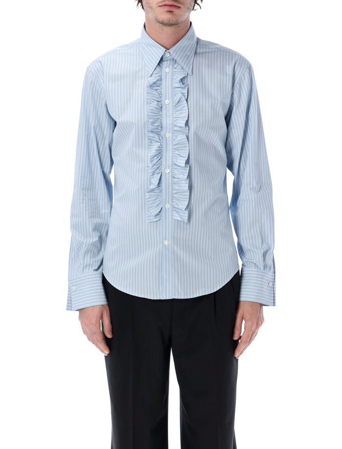 Ami Paris ruffled stripe shirt Azzurro Cotton