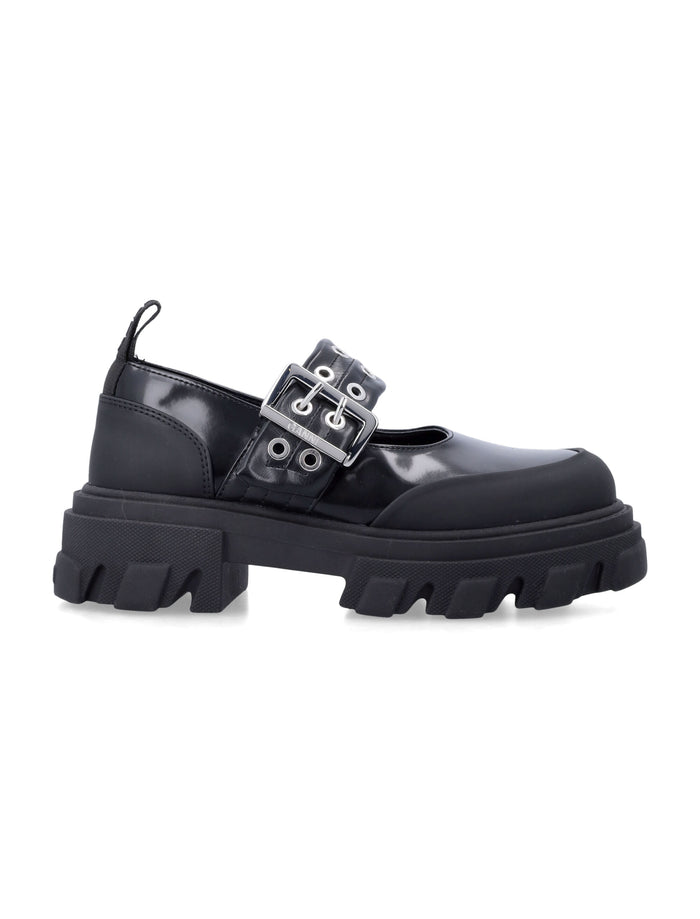 Ganni Cleated ballerina shoes Black Recycled Polyester Flat
