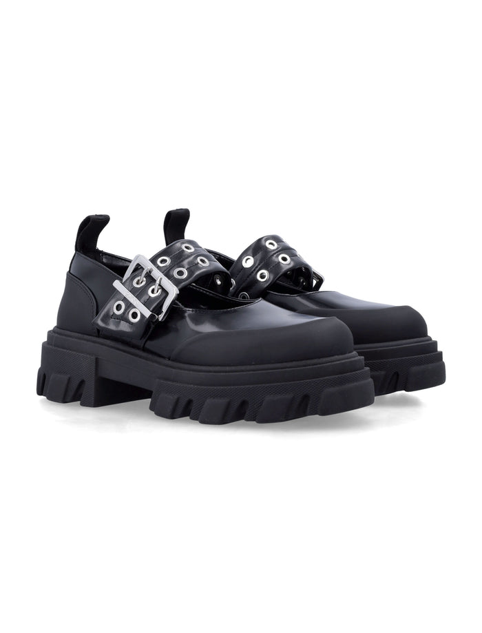 Ganni Cleated ballerina shoes Black Recycled Polyester Flat