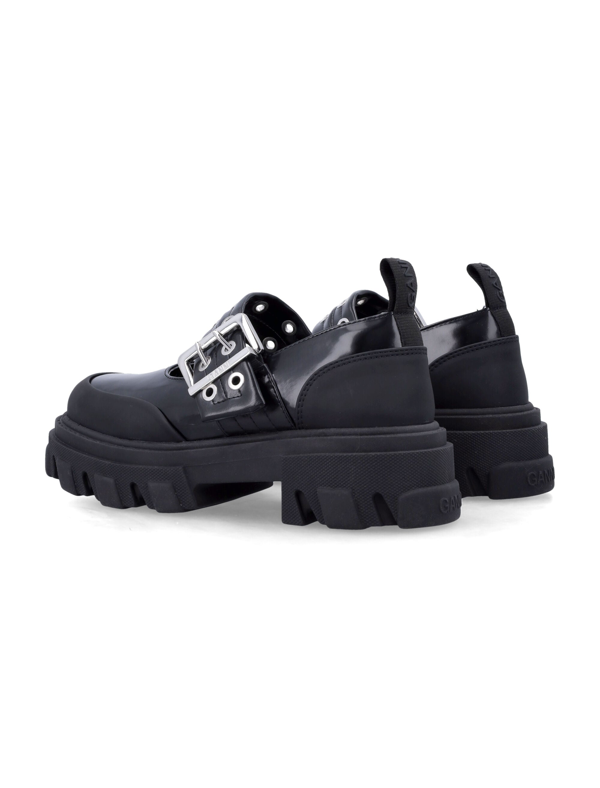 Ganni Cleated ballerina shoes Black Recycled Polyester Flat
