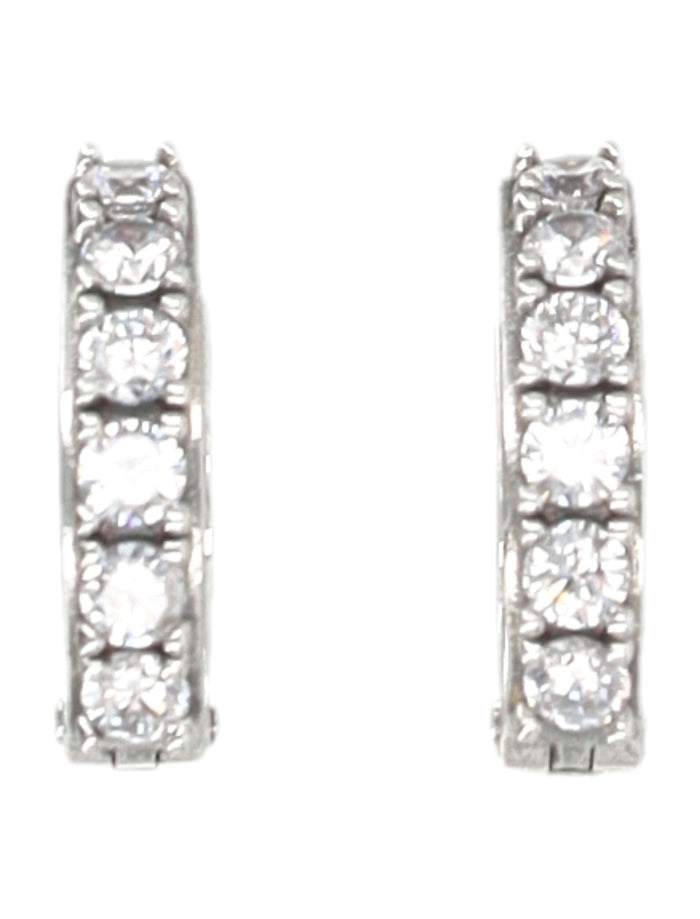 Emanuele Bicocchi Silver Crystal Hoop Earrings Clear Sterling