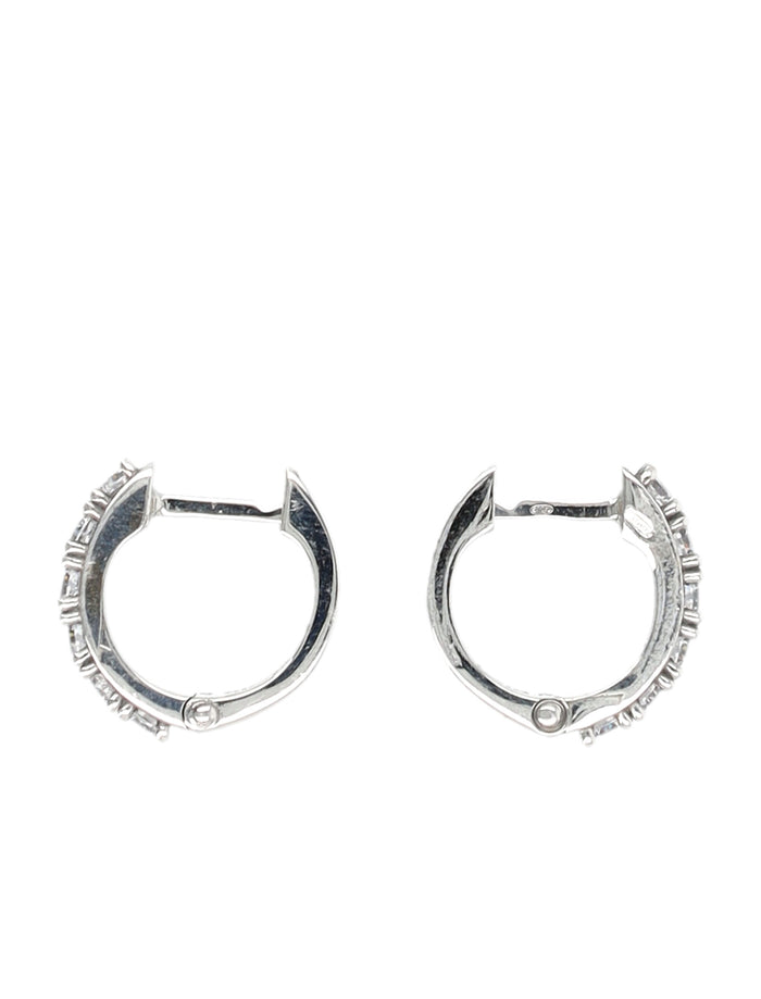 Emanuele Bicocchi Silver Crystal Hoop Earrings Clear Sterling