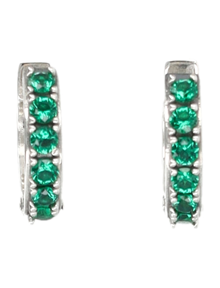 Emanuele Bicocchi Silver Crystal Hoop Earrings Green Sterling